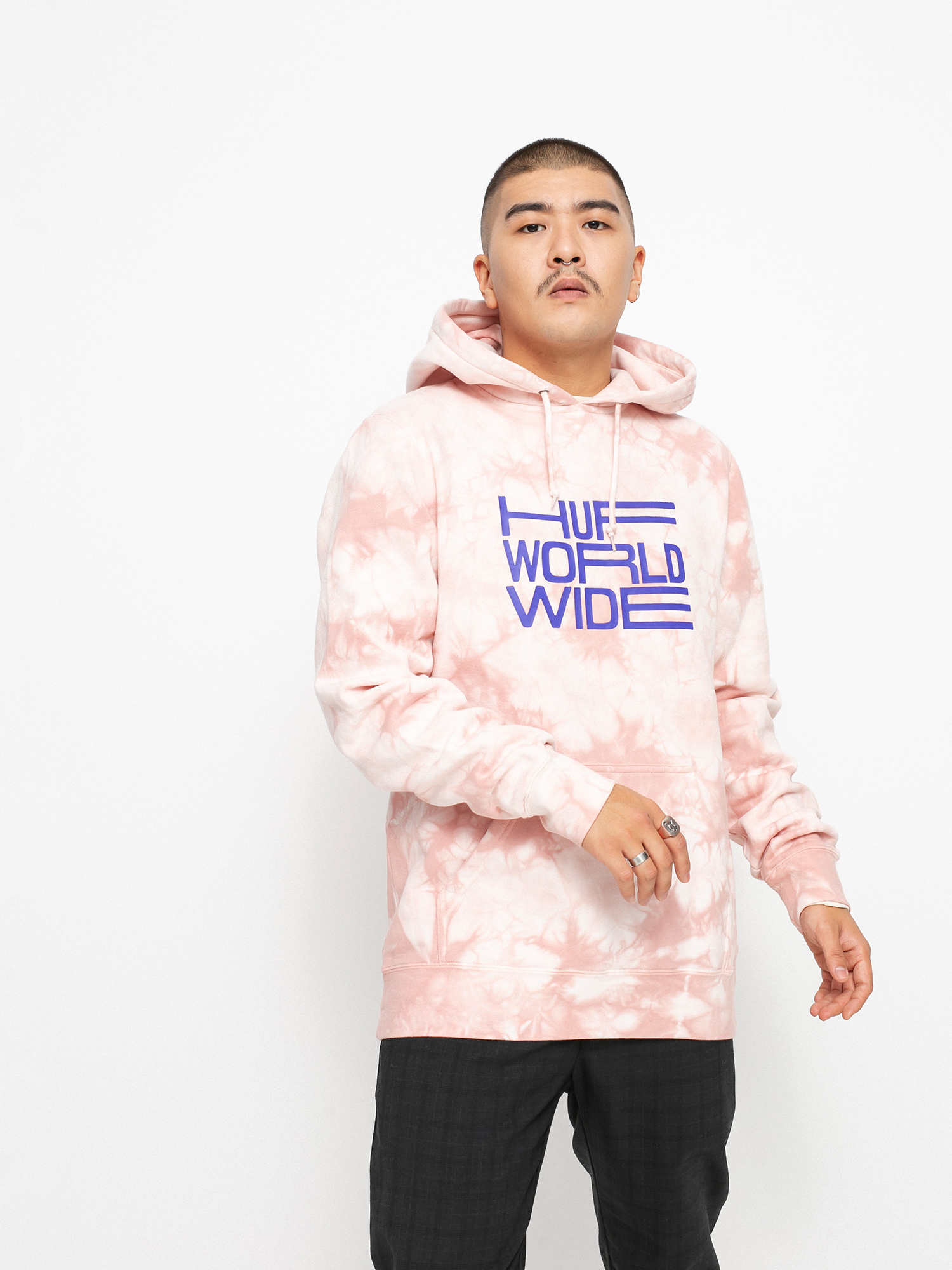 Hanorac cu glugă HUF Broadcast Tiedye HD (coral)