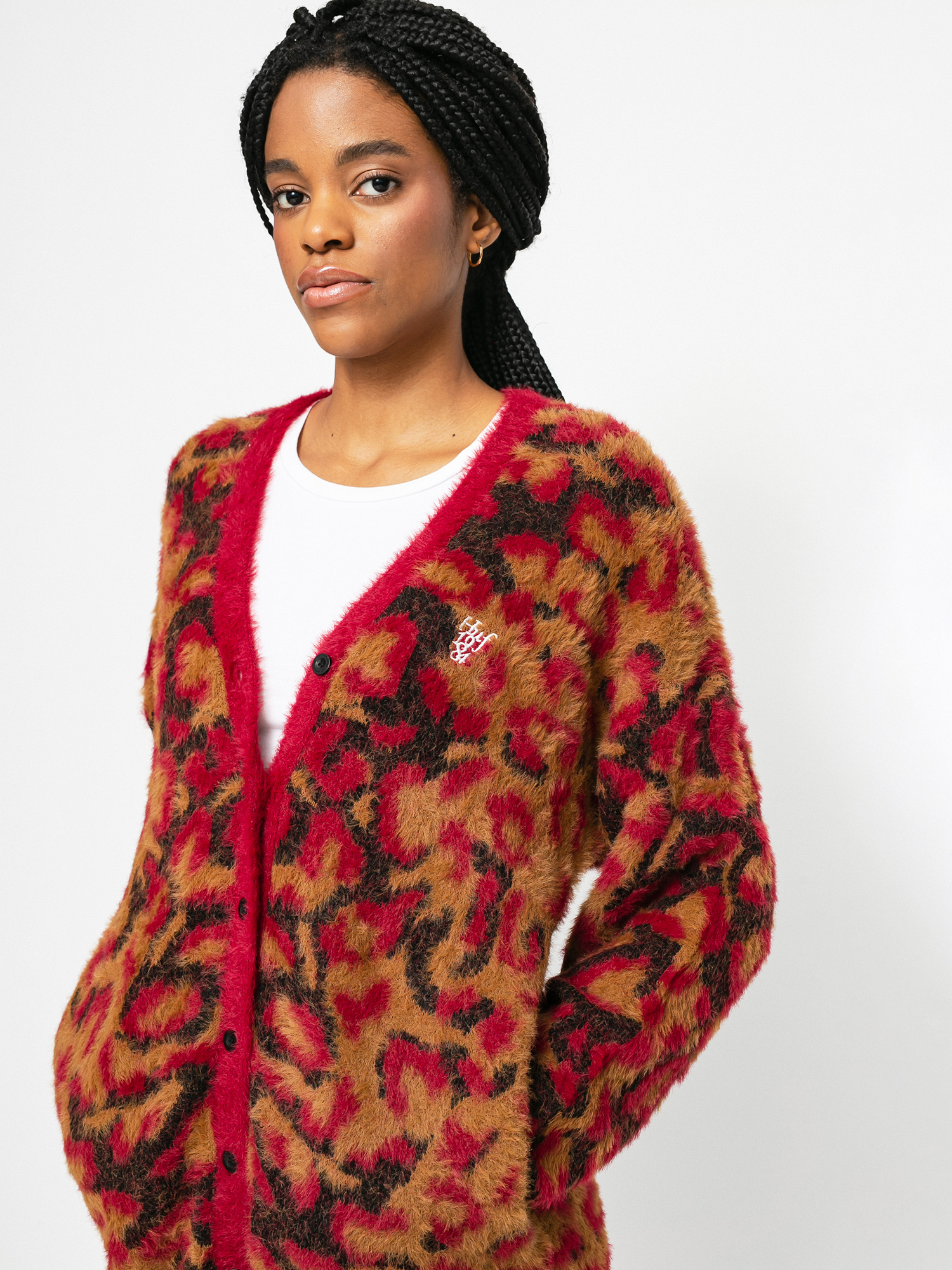 Pulover HUF Leopard Knit Duster Wmn (bloodstone)