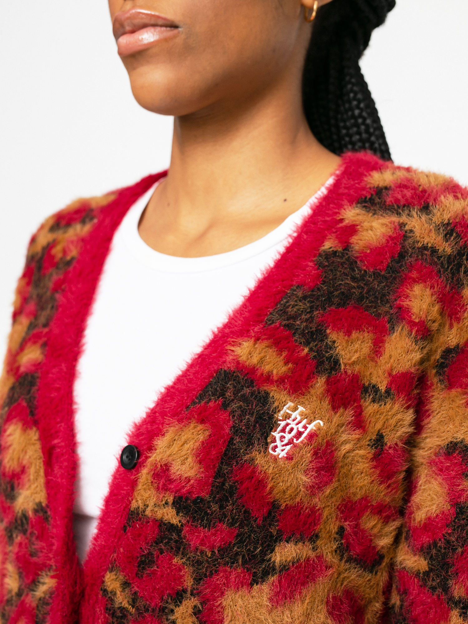 Pulover HUF Leopard Knit Duster Wmn (bloodstone)