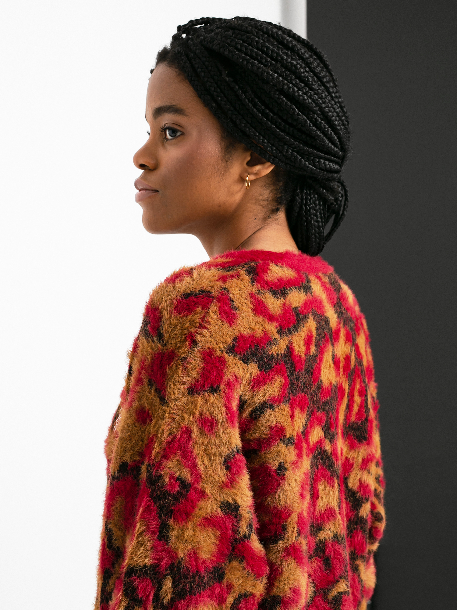 Pulover HUF Leopard Knit Duster Wmn (bloodstone)