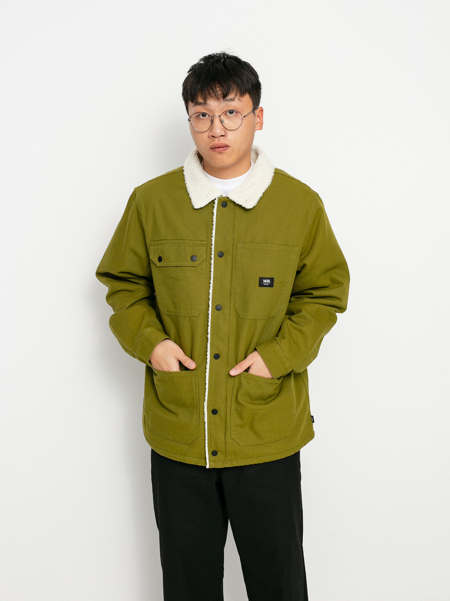Geacă Vans Drill Chore Sherpa (avocado/antique white)