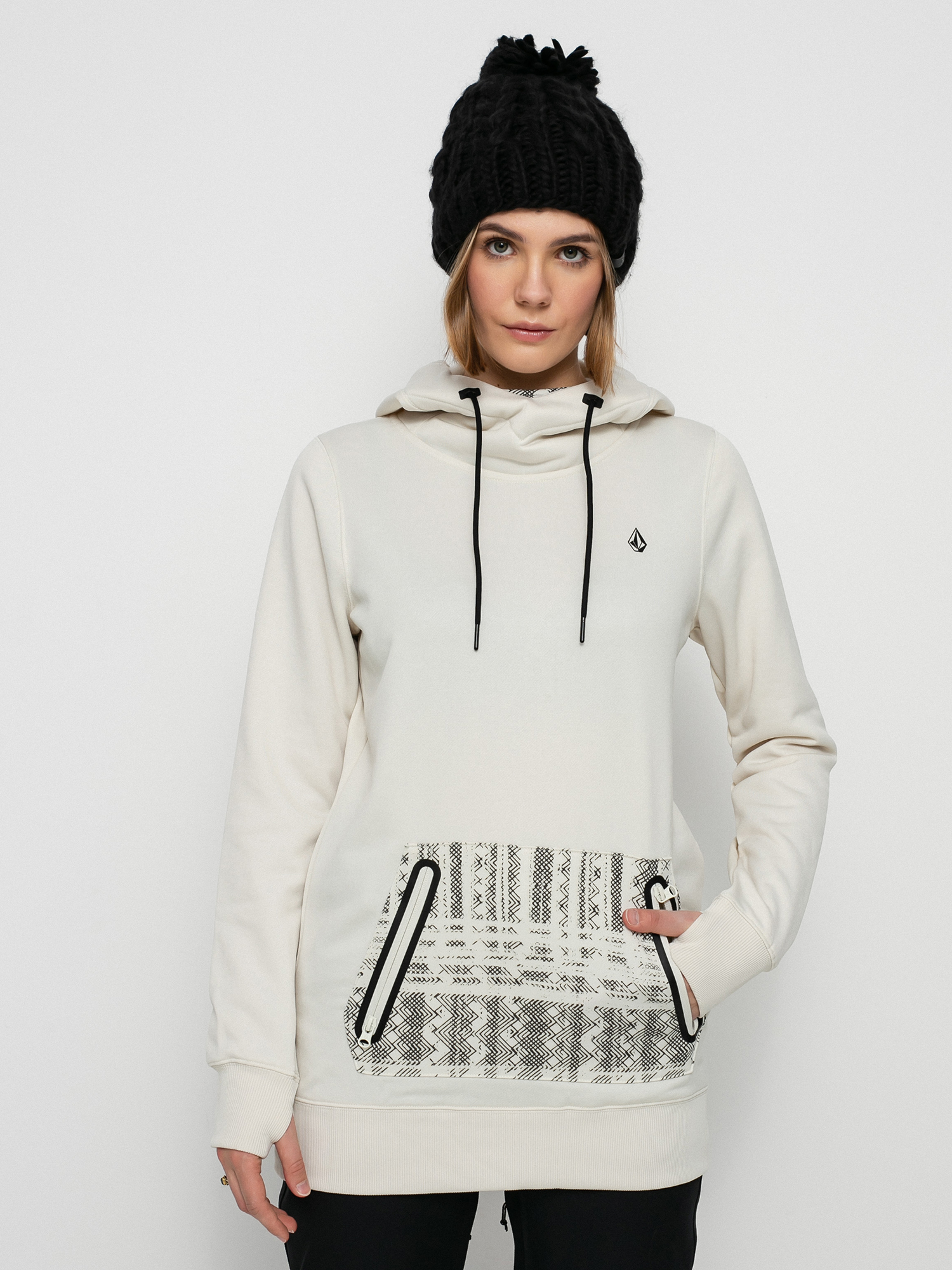 Hanorac cu glugă Volcom Spring Shred HD Wmn (bone)