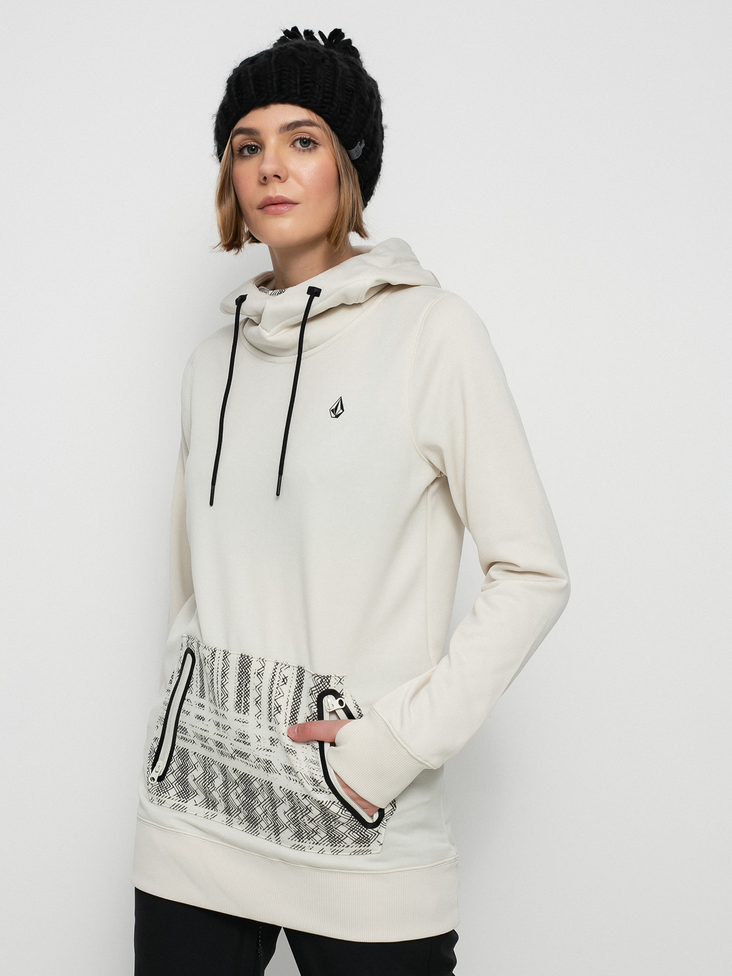 Hanorac cu glugă Volcom Spring Shred HD Wmn (bone)