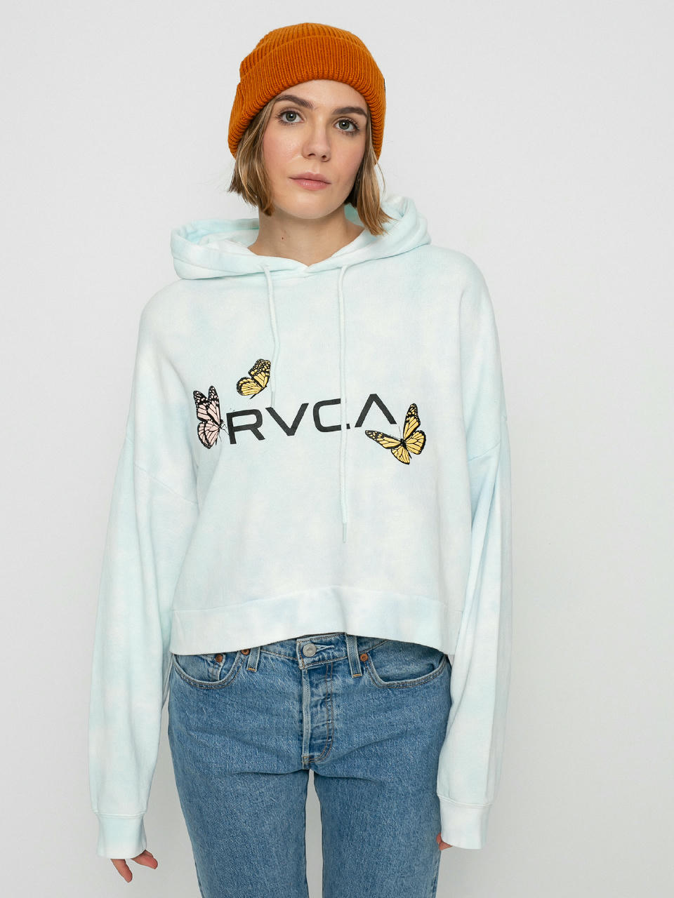 Hanorac cu glugă RVCA Big Rvca Venice HD Wmn (vintage white)