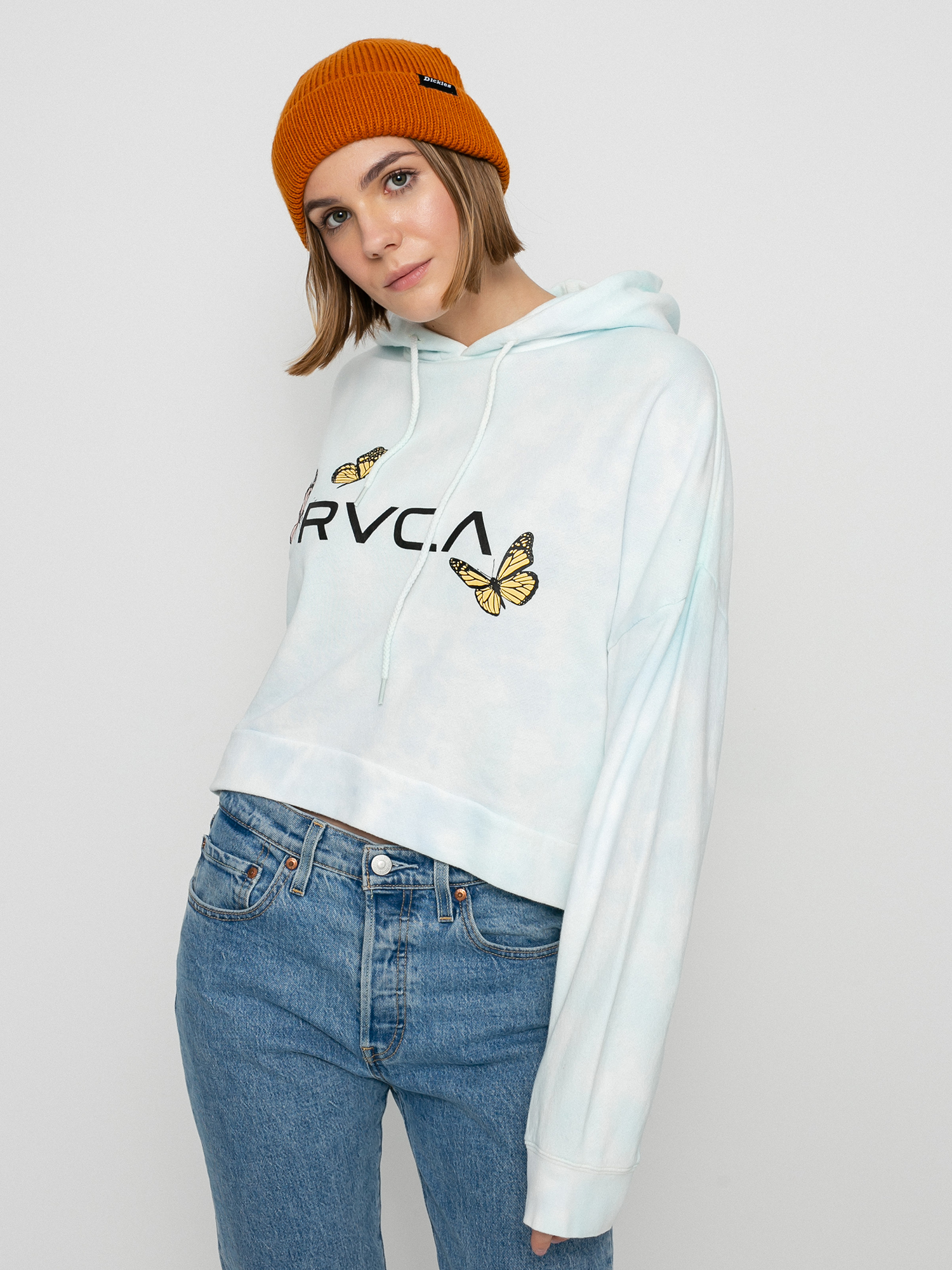 Hanorac cu glugă RVCA Big Rvca Venice HD Wmn (vintage white)