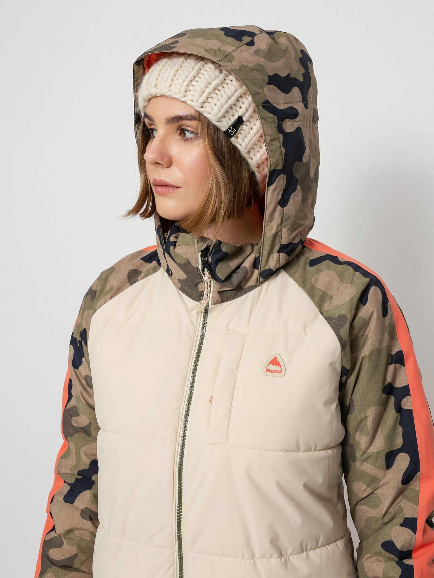 Pentru femei Geacă de snowboard Burton Keelan (creme brulee/martini olive terra camo)