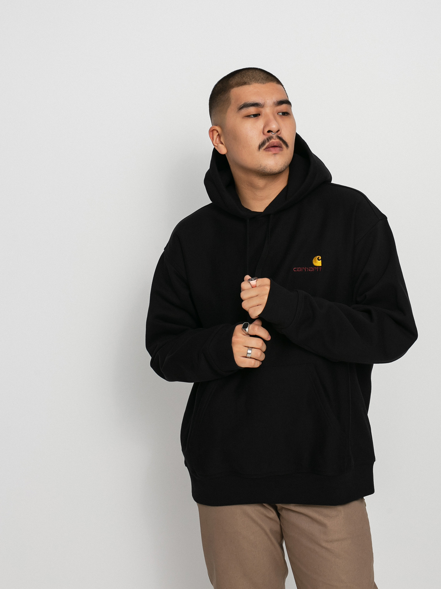 Hanorac cu glugă Carhartt WIP American Script HD (black)
