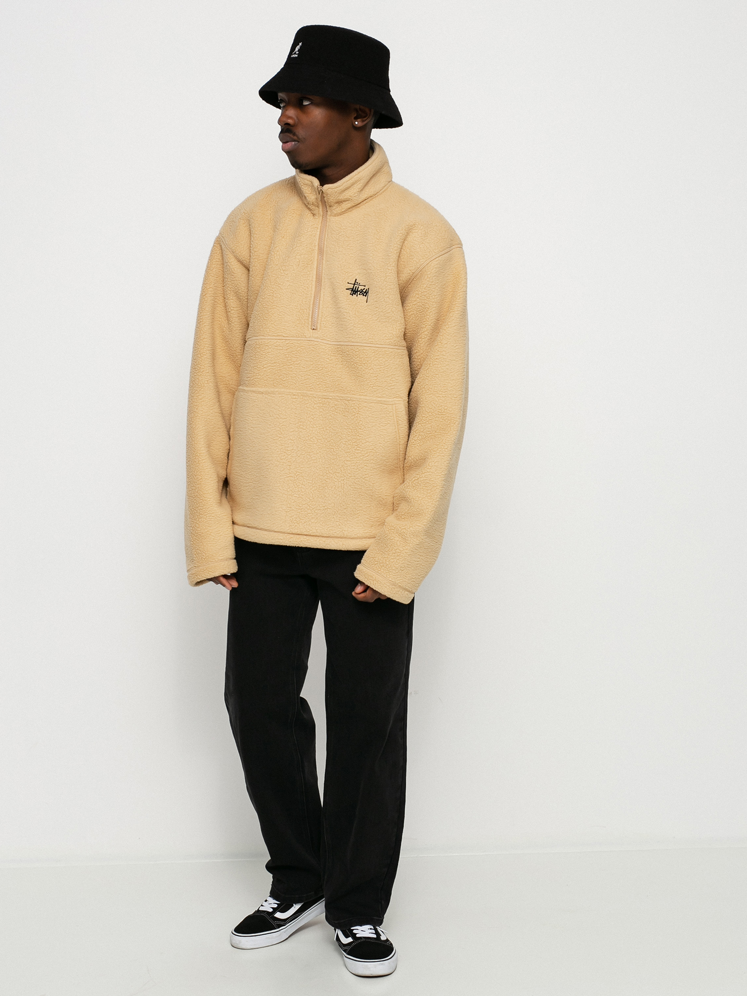 Pentru bărbați Hanorac din fleece Stussy Half Zip Mock Neck (beige)