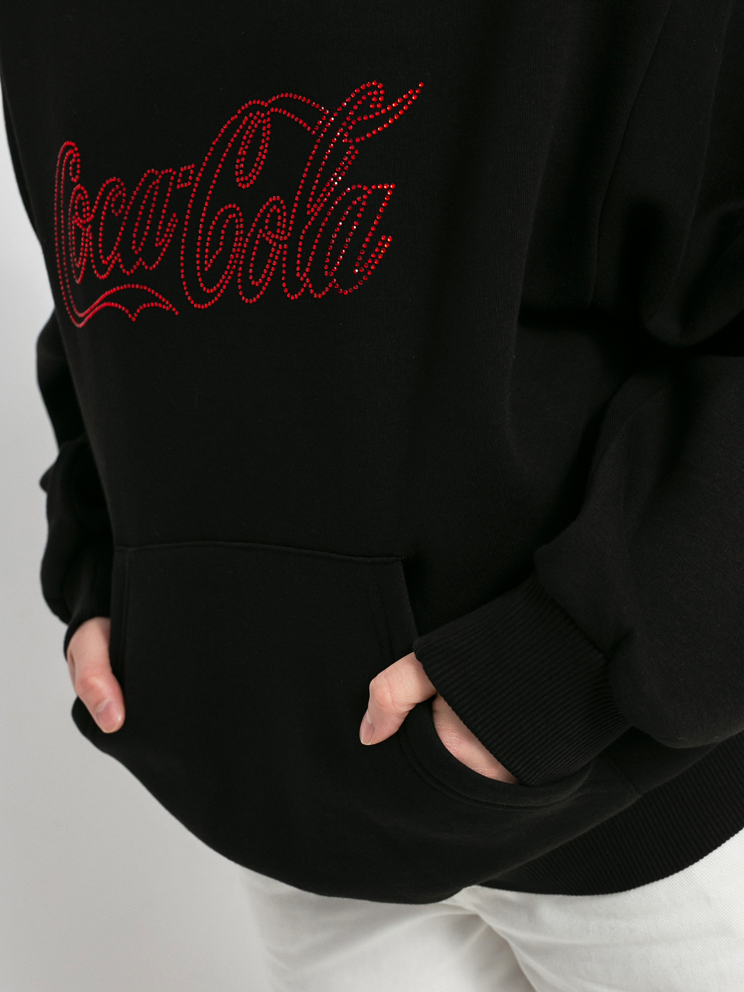 Hanorac cu glugă Local Heroes Coca Cola Rhinestones HD Wmn (black)