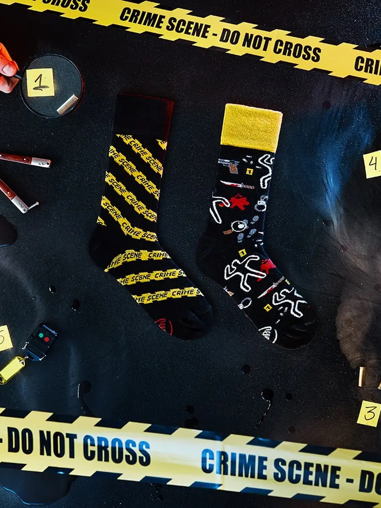 Șosete Many Mornings Clue Detective (black/yellow)