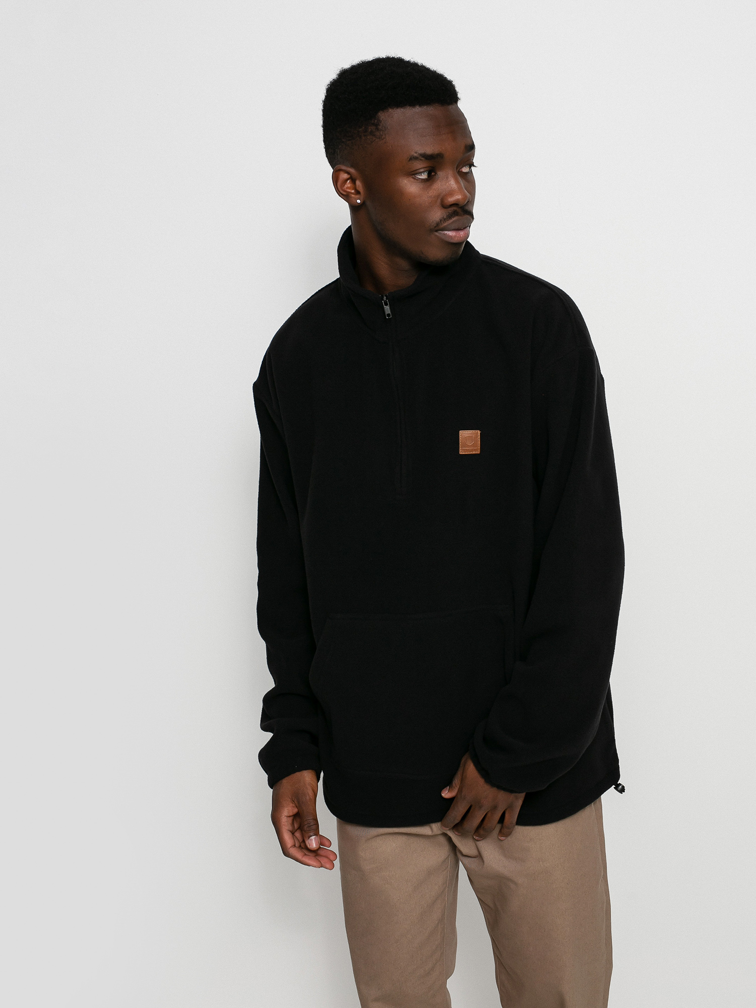 Hanorac cu glugă Brixton Beta Mock Neck 1/2 Zip HD (black)