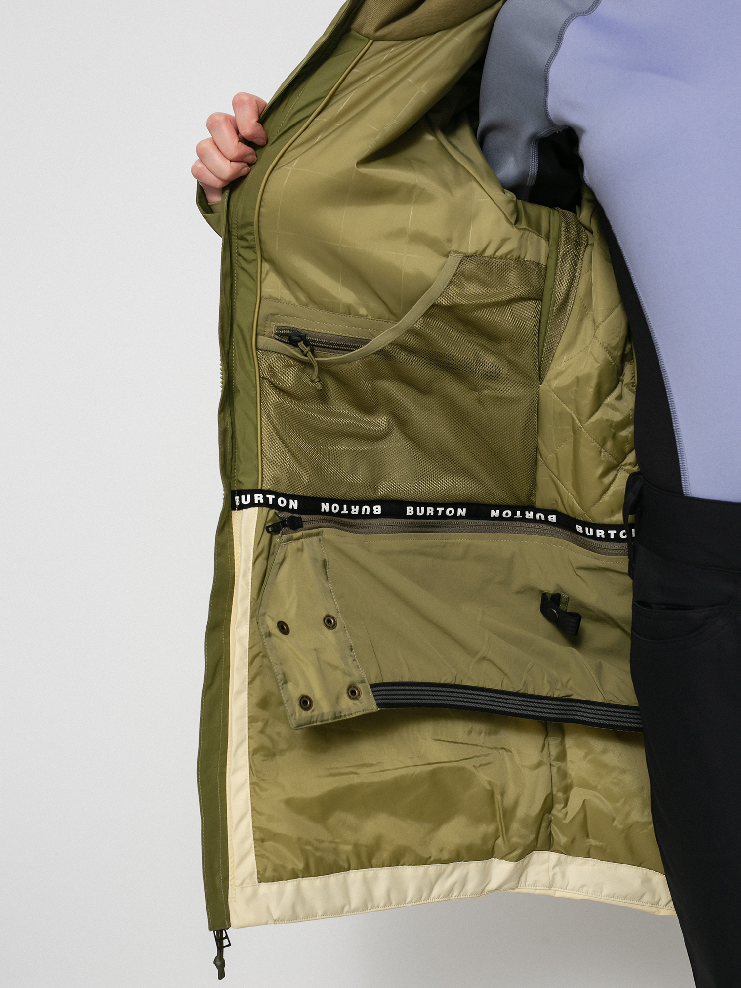 Pentru femei Geacă de snowboard Burton Gore Tex Treeline (martini olive/creme brulee)