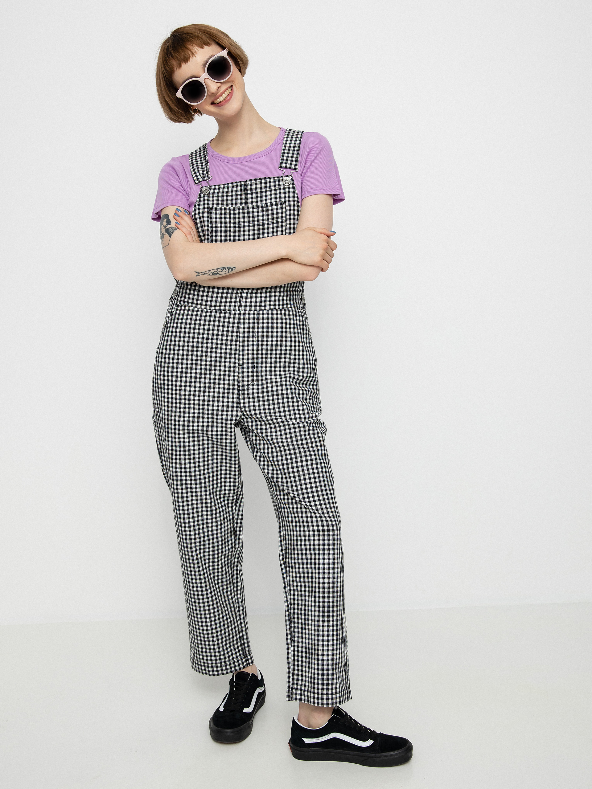 Pantaloni Brixton Christina Crop Overall Wmn (black gingham)