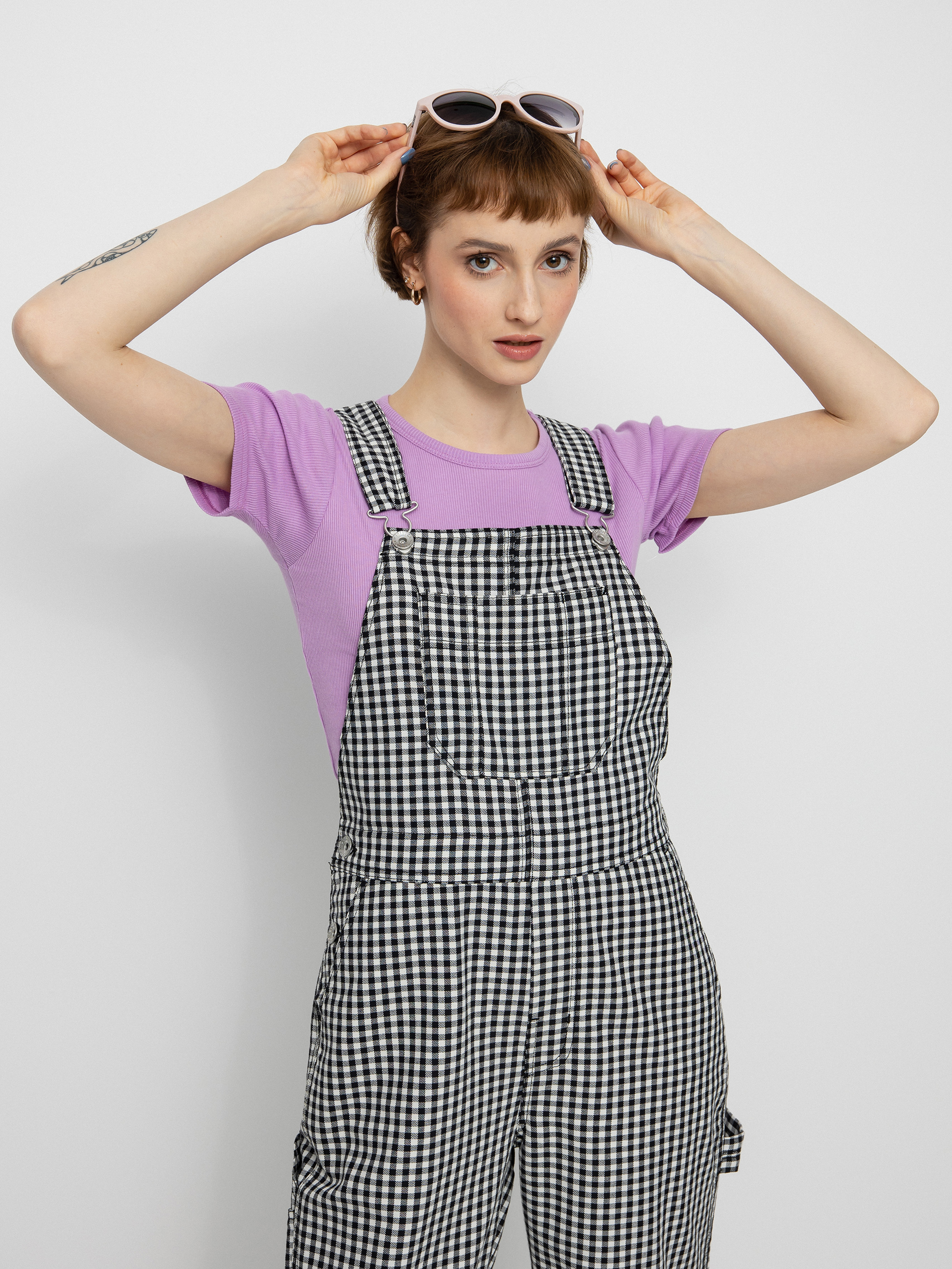 Pantaloni Brixton Christina Crop Overall Wmn (black gingham)