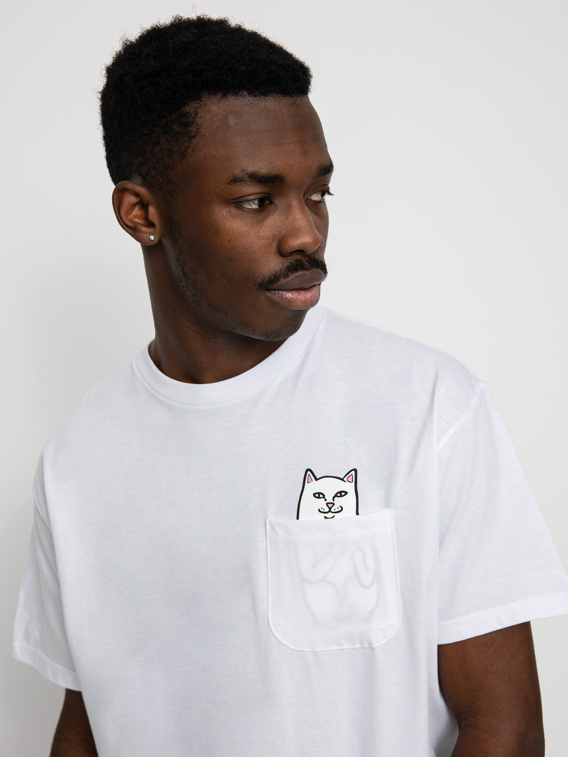 Tricou RipNDip Lord Nermal Pocket (white)
