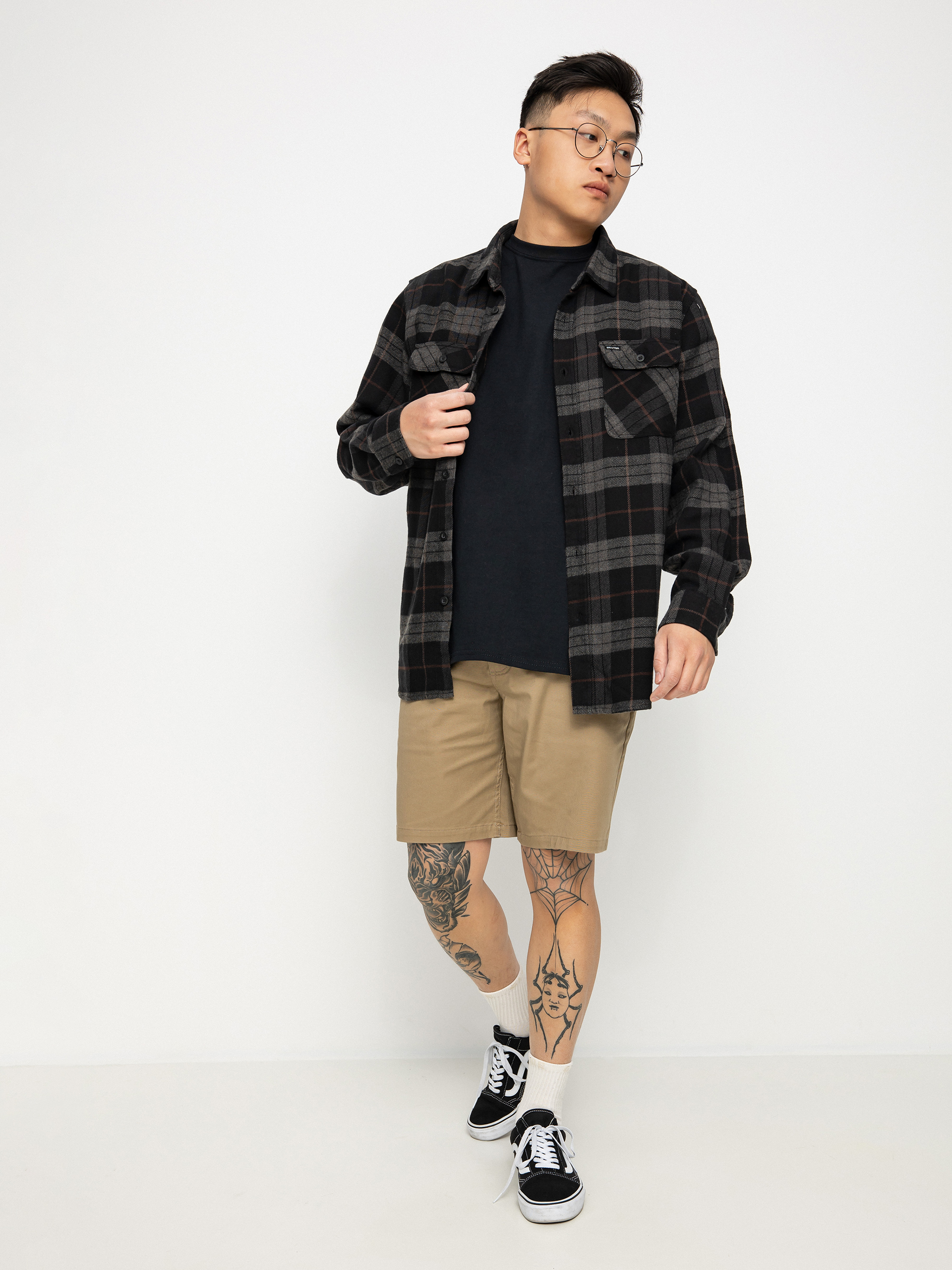 Cu0103mau0219u0103 Brixton Bowery Flannel (black/charcoal)