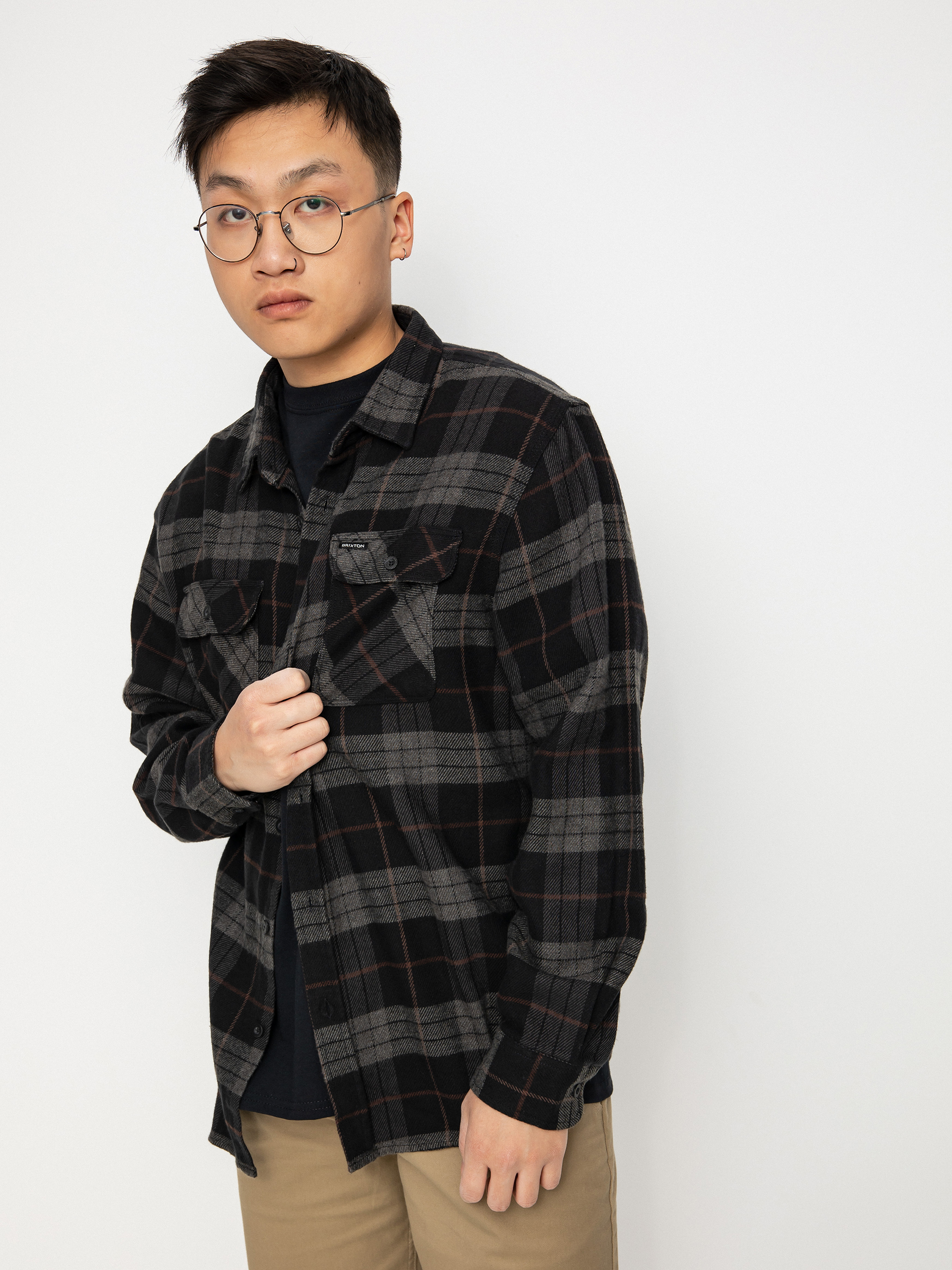Cămașă Brixton Bowery Flannel (black/charcoal)