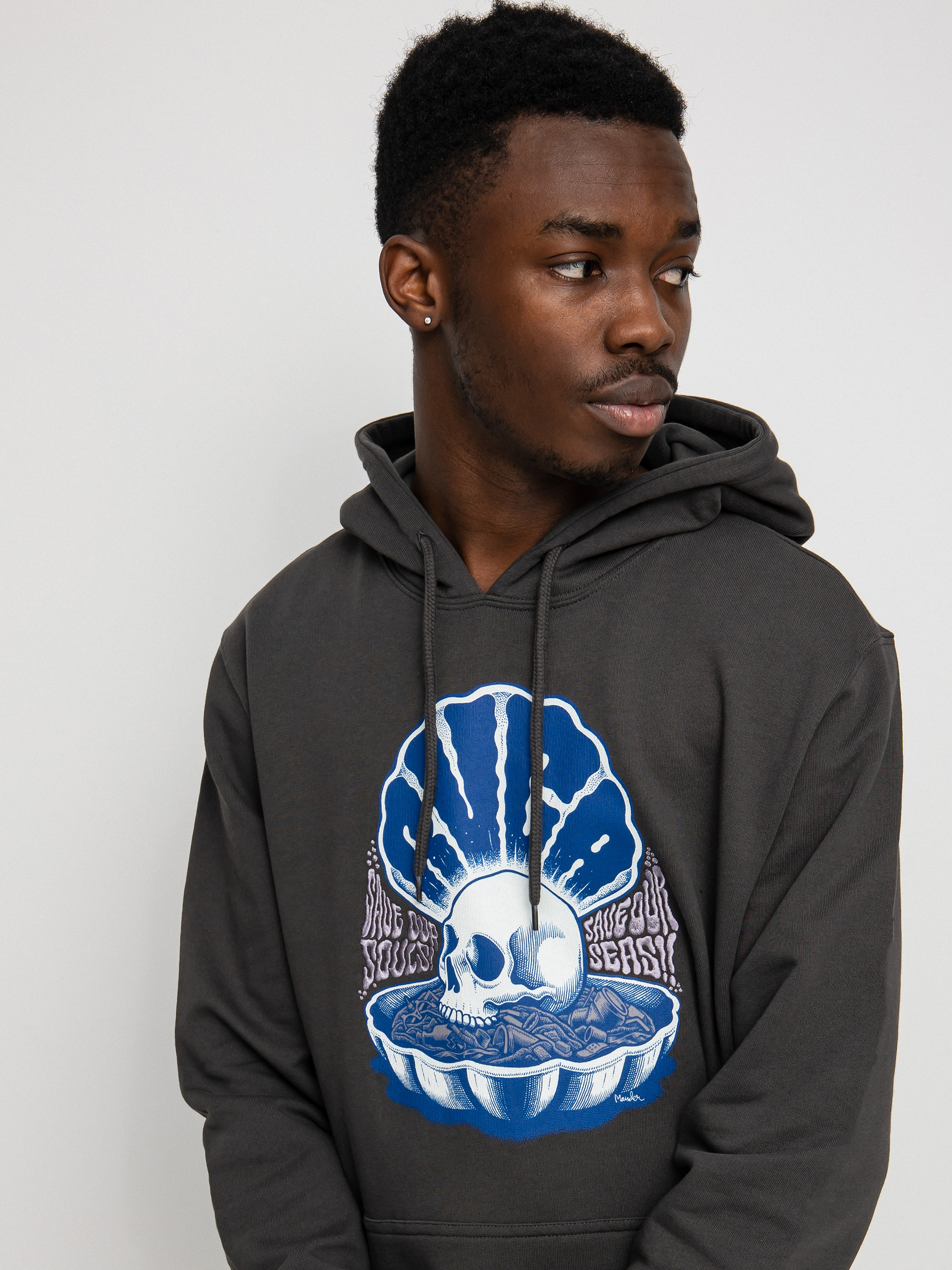 Hanorac cu glugă RVCA Save Our Soul HD (pirate black)