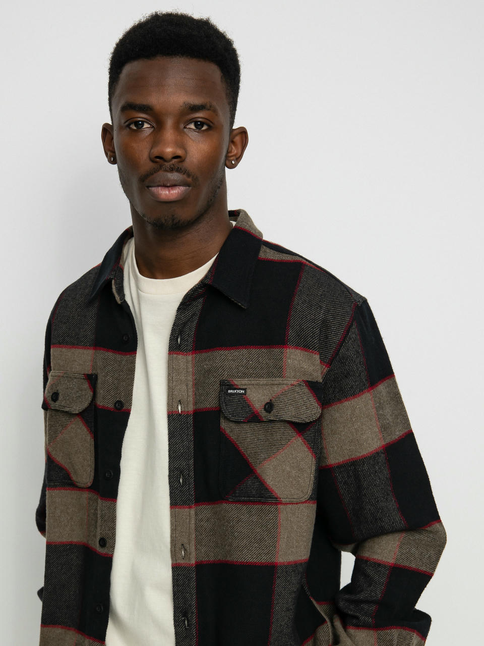 Brixton Cămașă Bowery Flannel Ls (heather grey/charcoal)