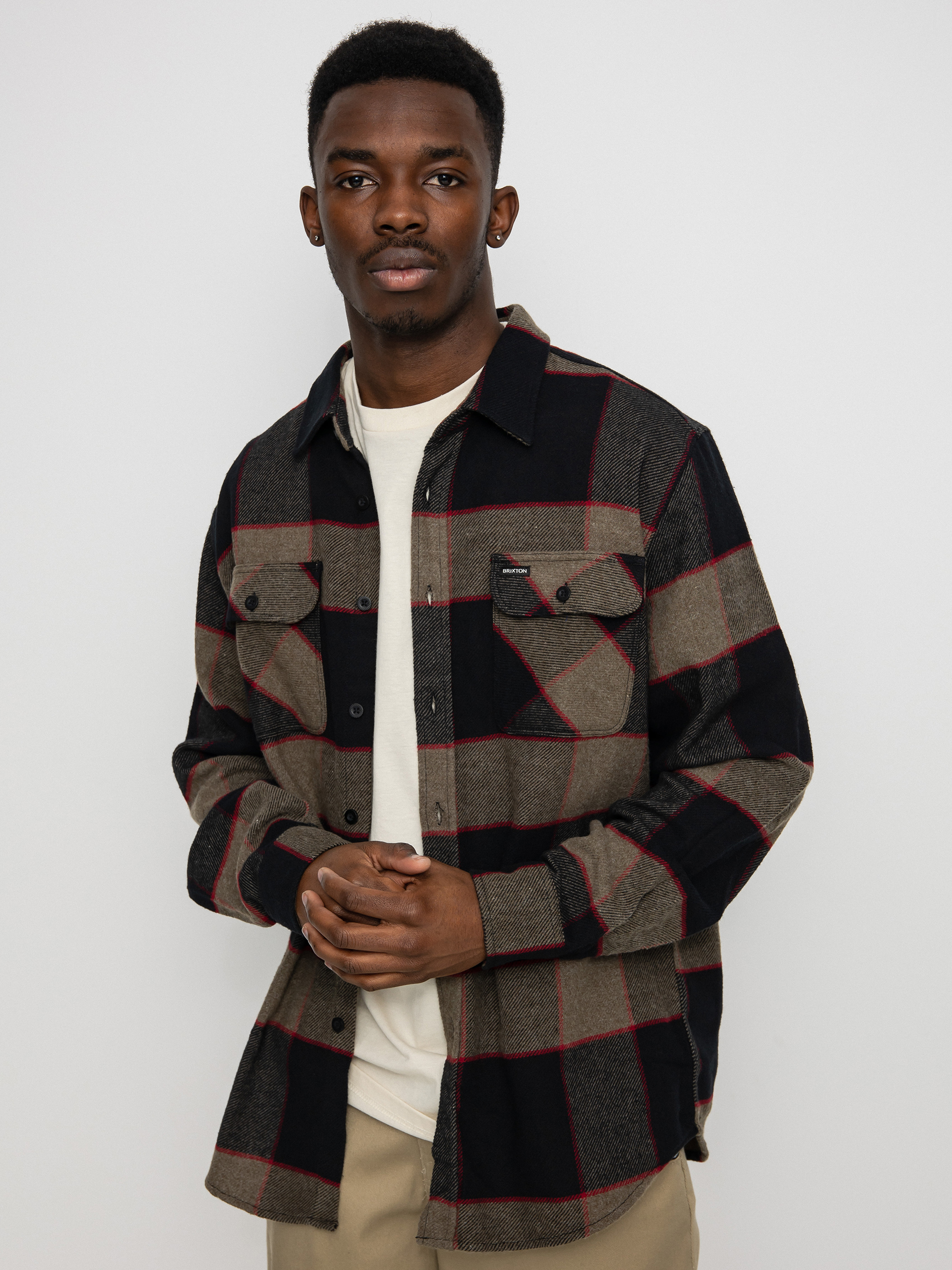 Brixton Cămașă Bowery Flannel Ls (heather grey/charcoal)