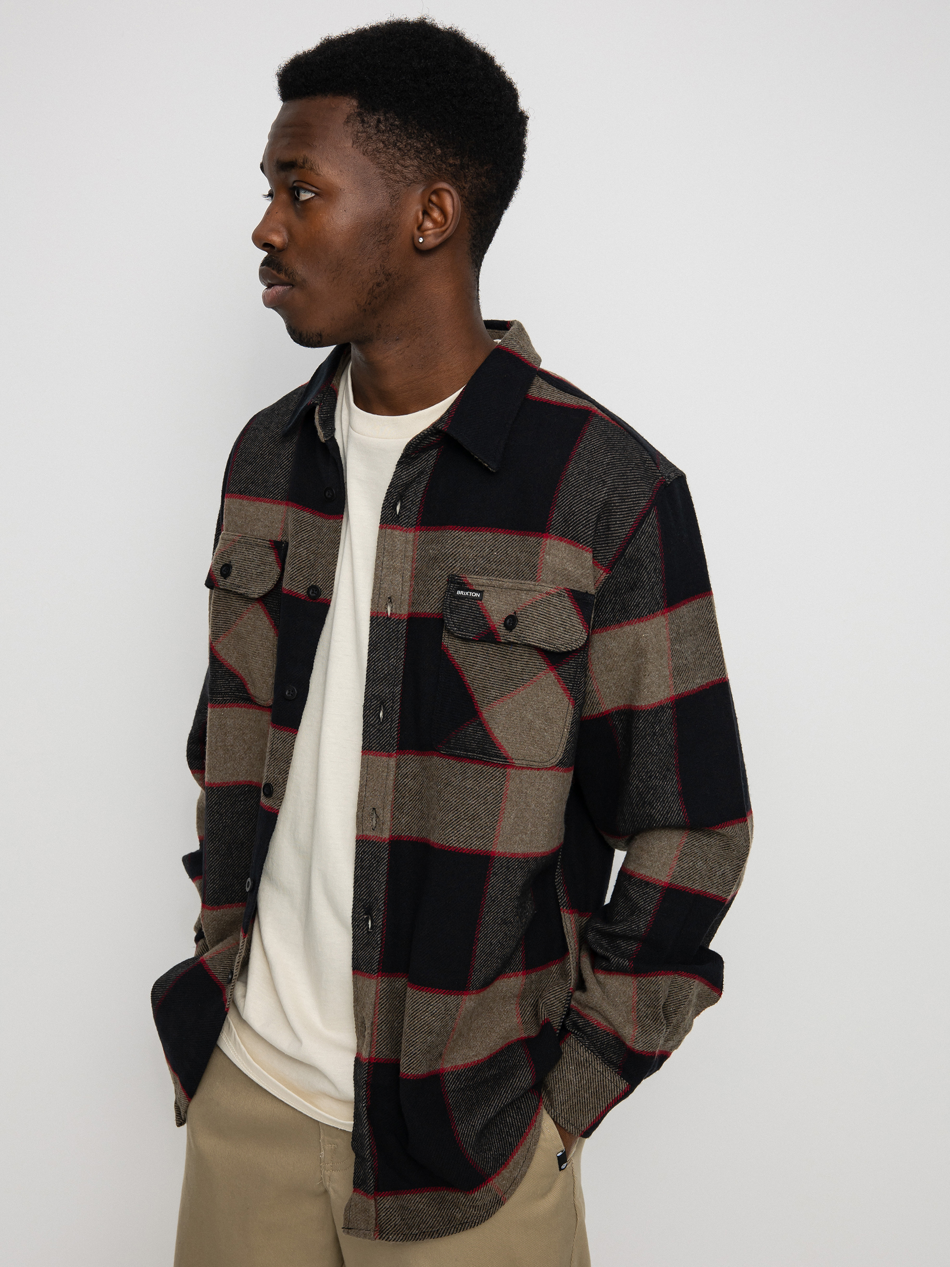 Brixton Cămașă Bowery Flannel Ls (heather grey/charcoal)