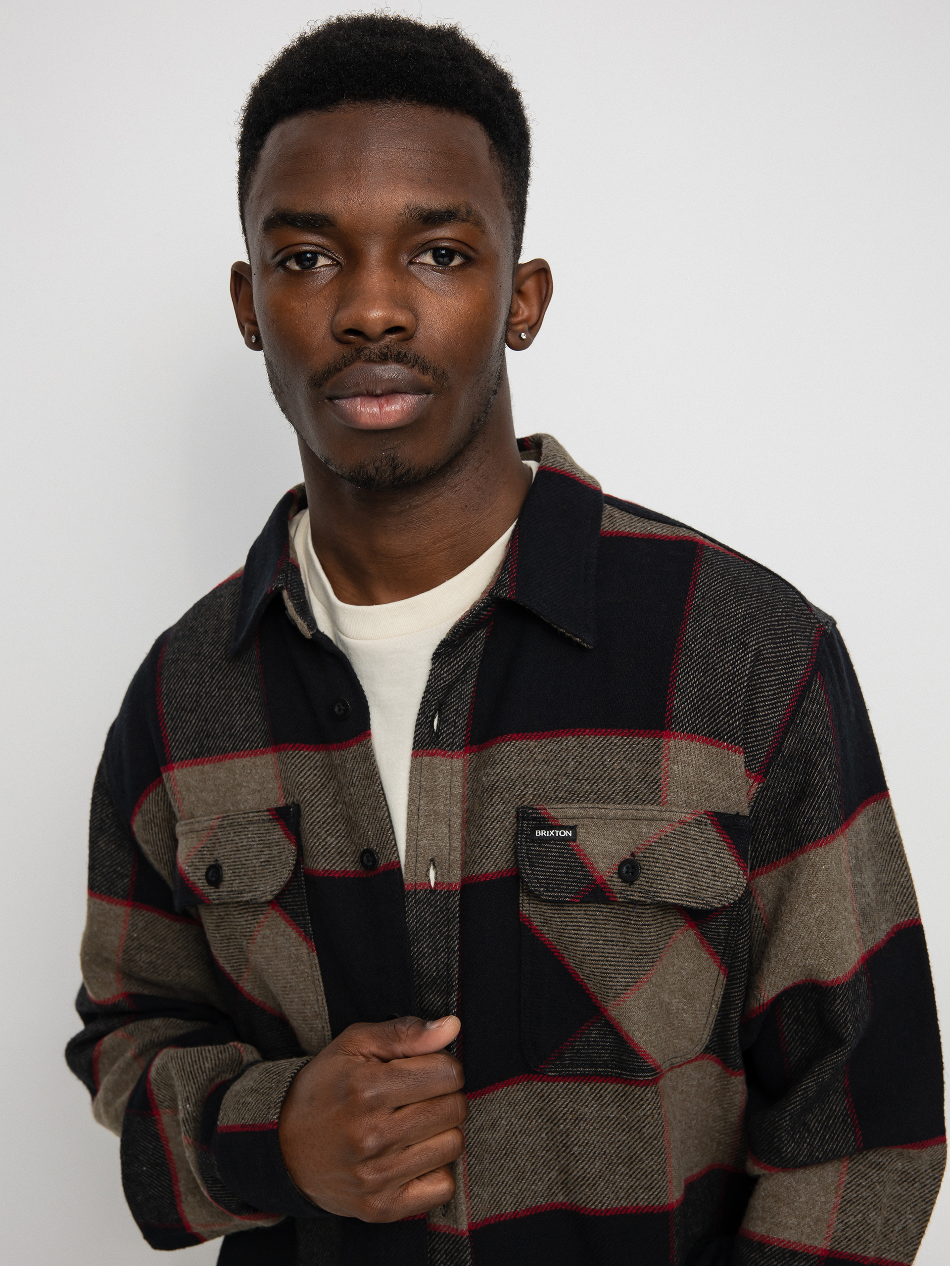 Brixton Cămașă Bowery Flannel Ls (heather grey/charcoal)
