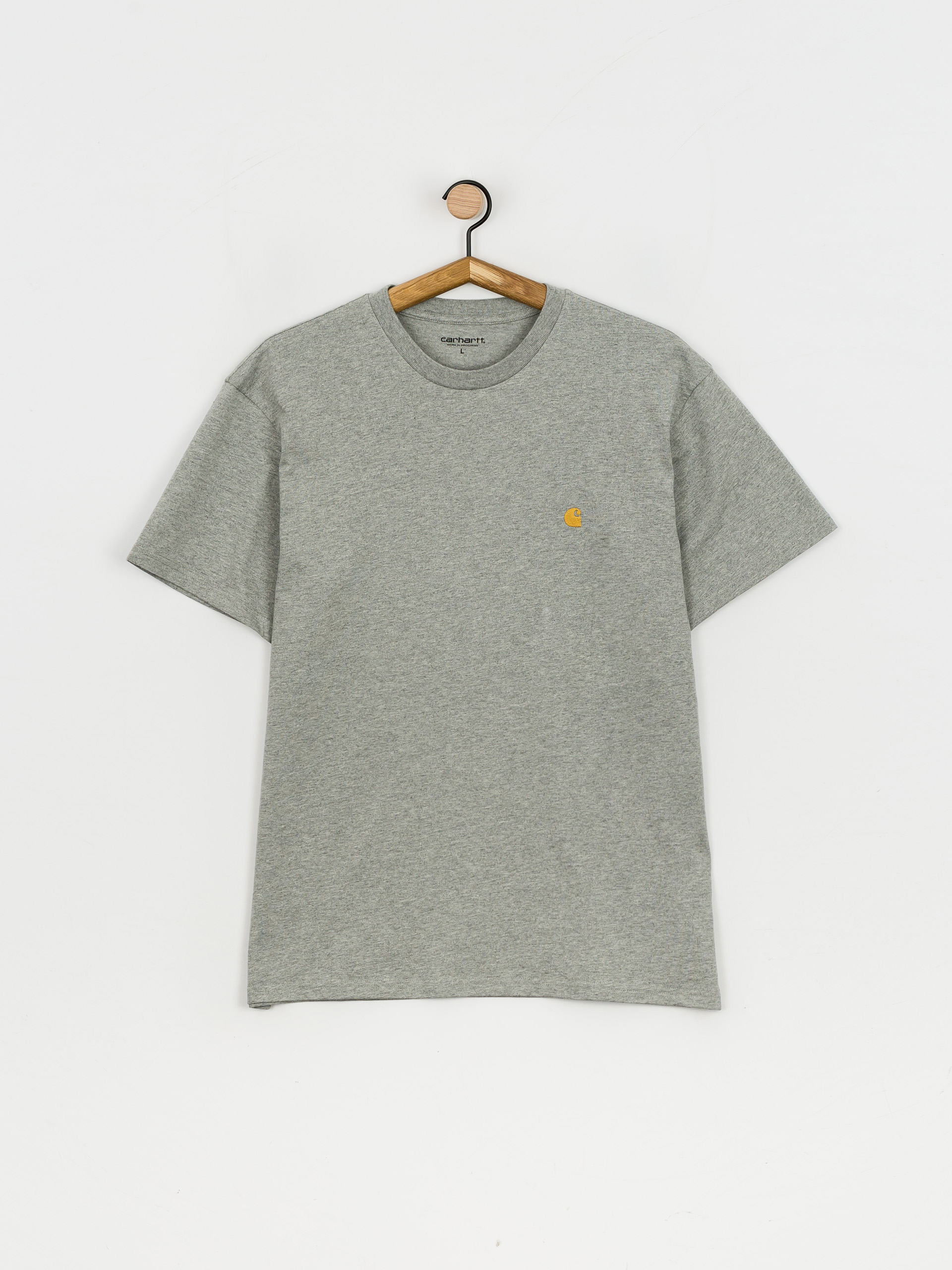 Tricou Carhartt WIP Chase (grey heather/gold)