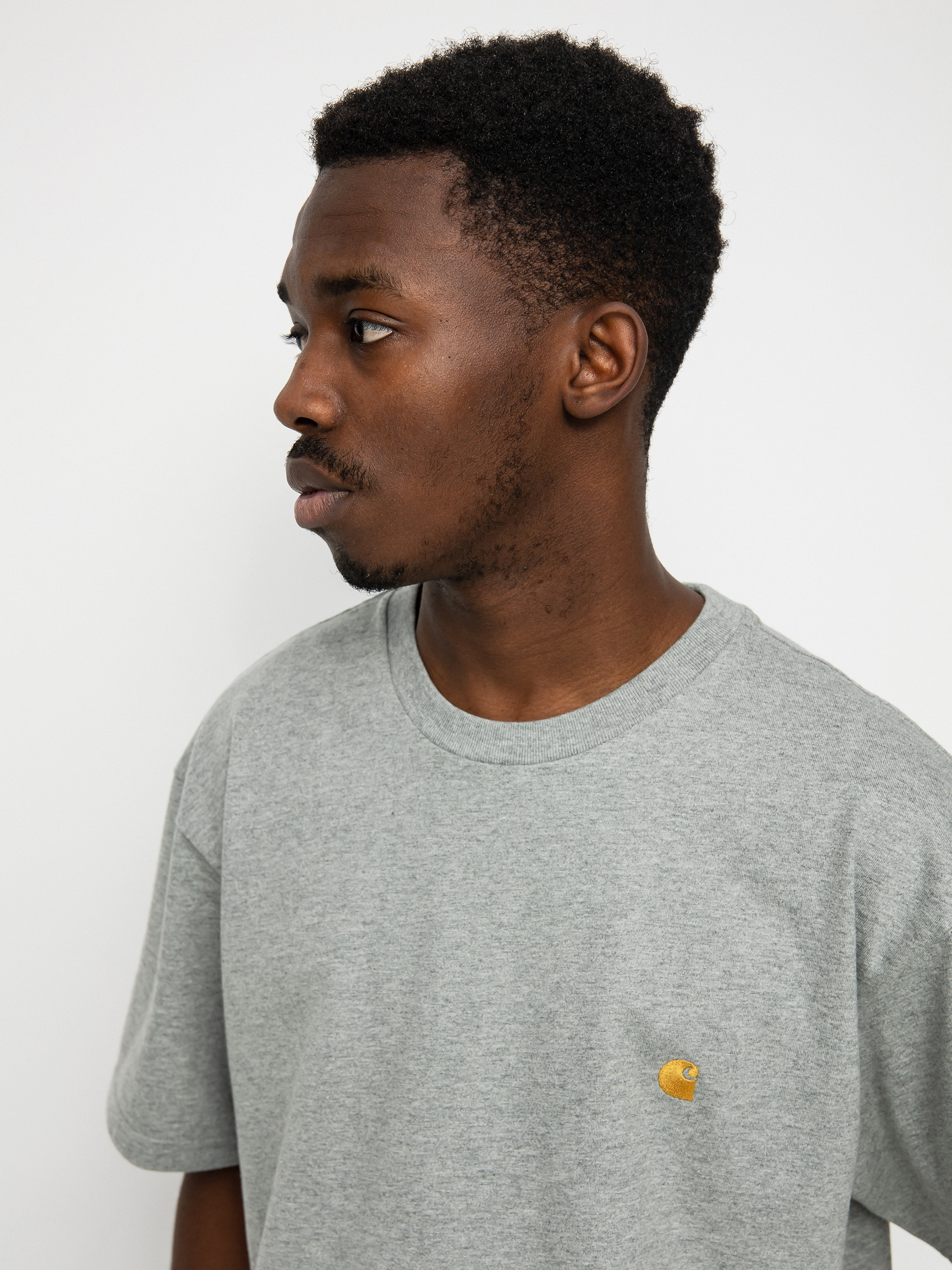 Tricou Carhartt WIP Chase (grey heather/gold)
