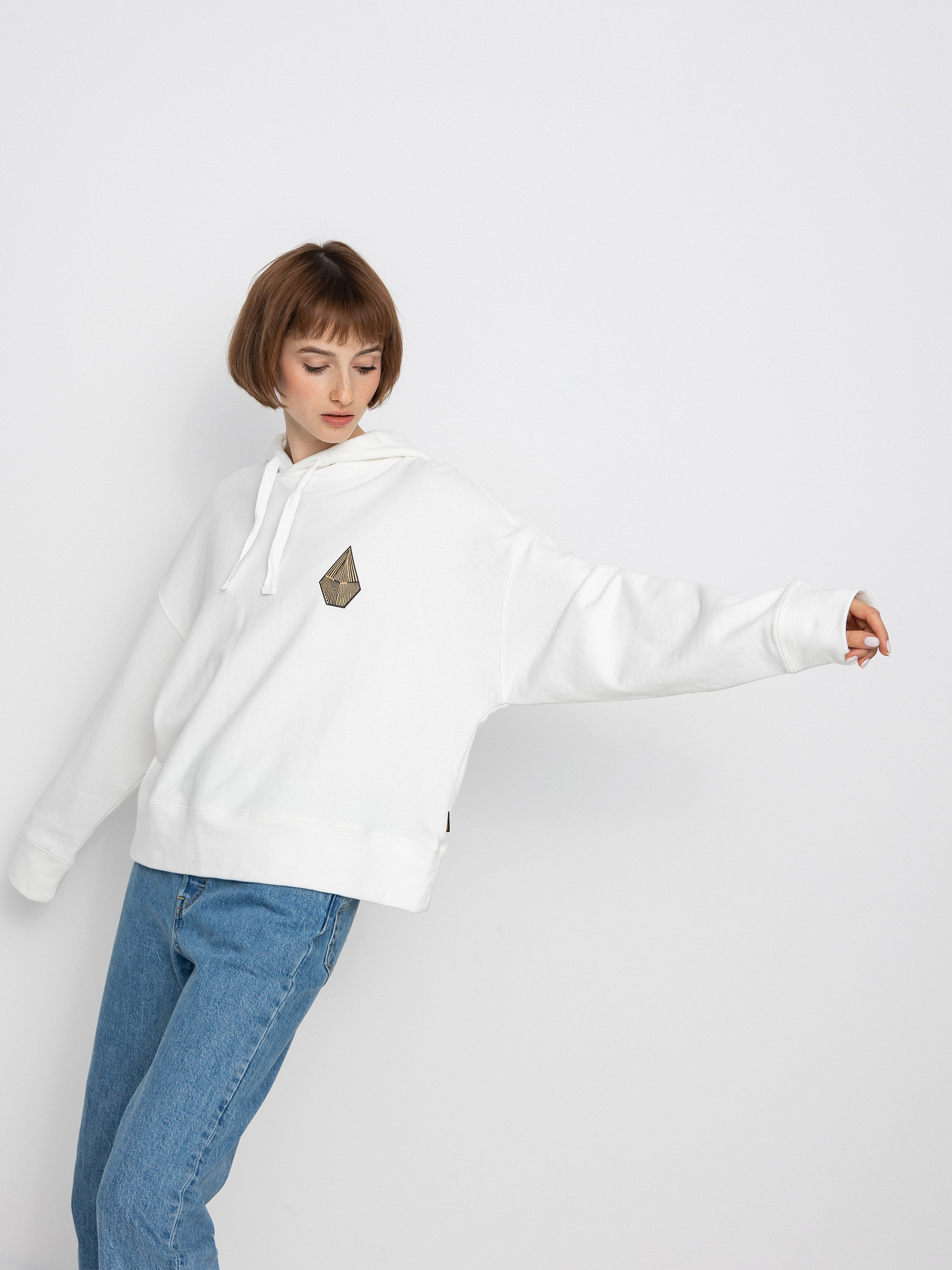 Hanorac cu glugă Volcom Thomas Hooper HD Wmn (star white)