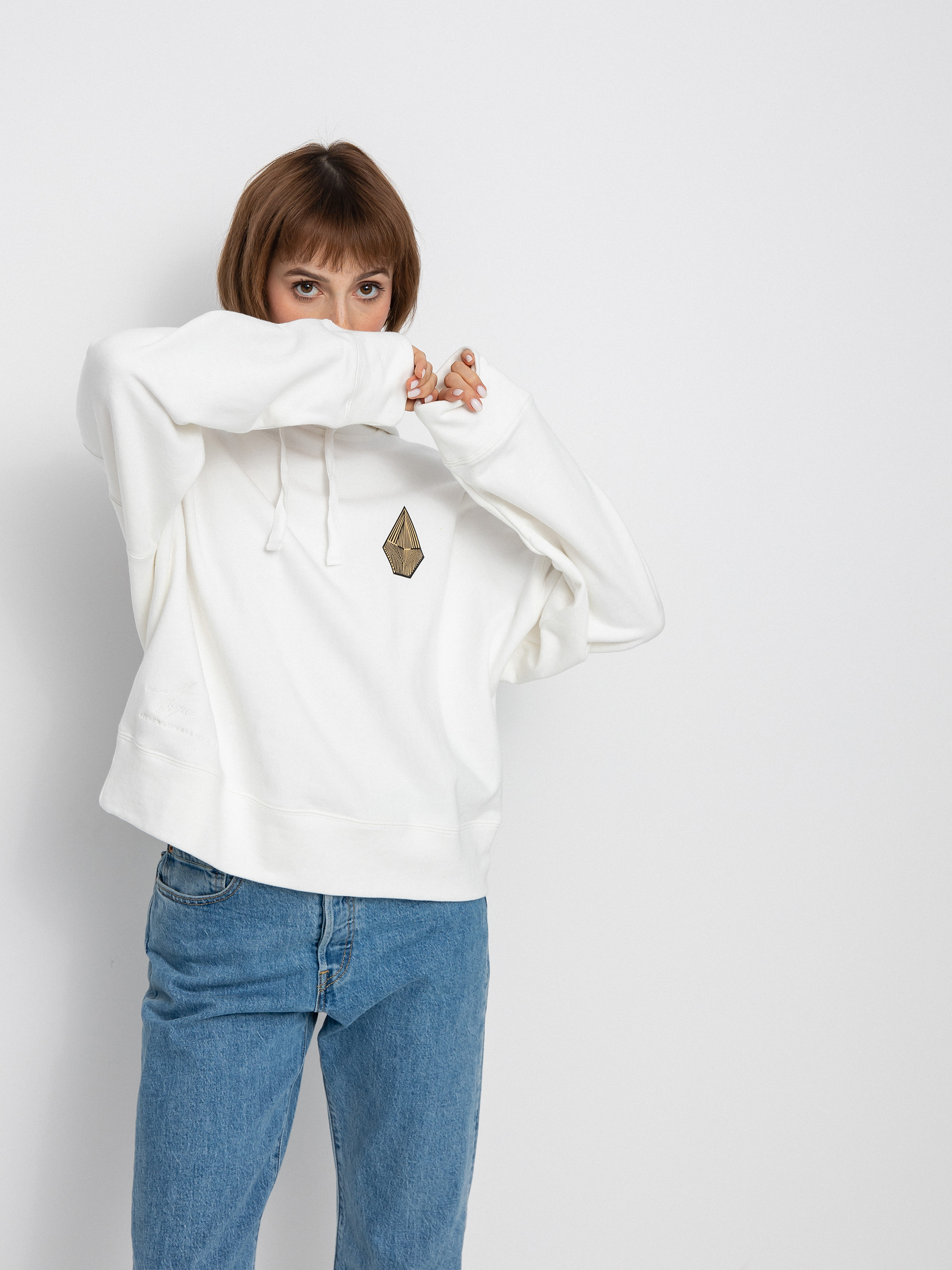 Hanorac cu glugă Volcom Thomas Hooper HD Wmn (star white)
