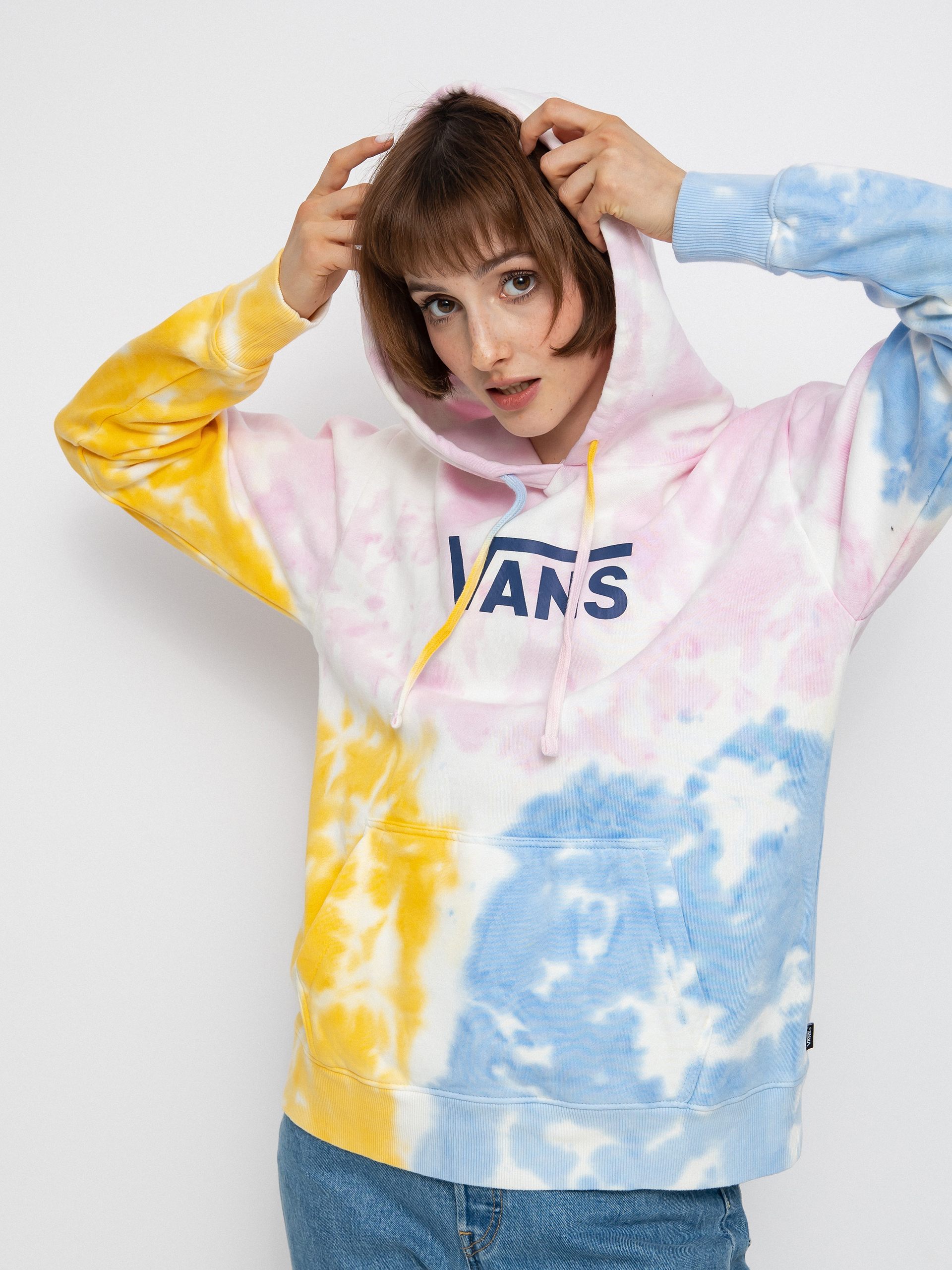 Hanorac cu glugă Vans Tri Dye Bff HD Wmn (crandle pink)