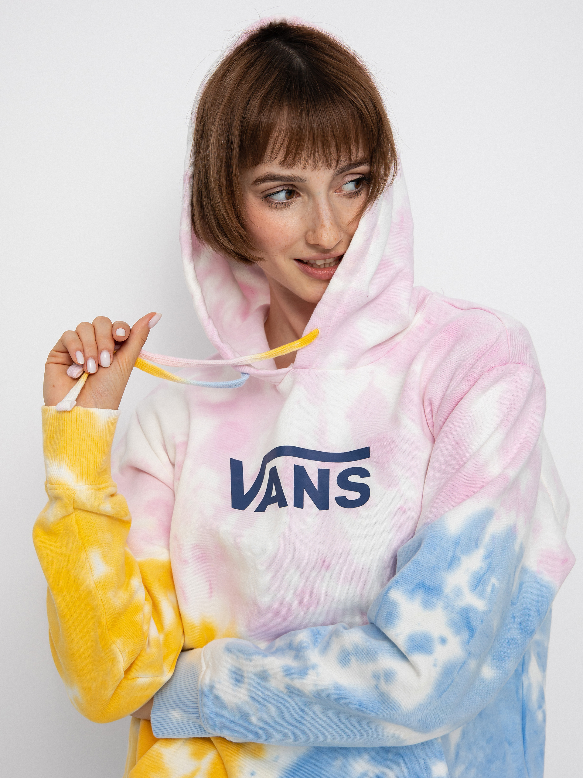 Hanorac cu glugă Vans Tri Dye Bff HD Wmn (crandle pink)