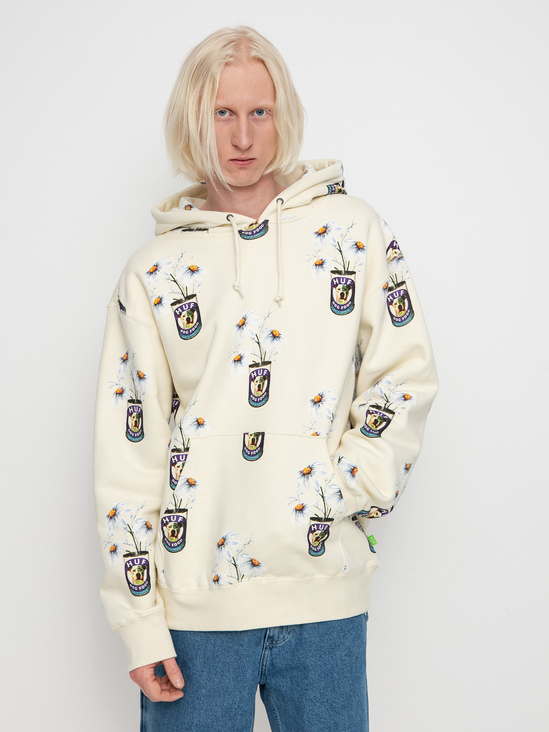 Hanorac cu glugă HUF Canned HD (off white)