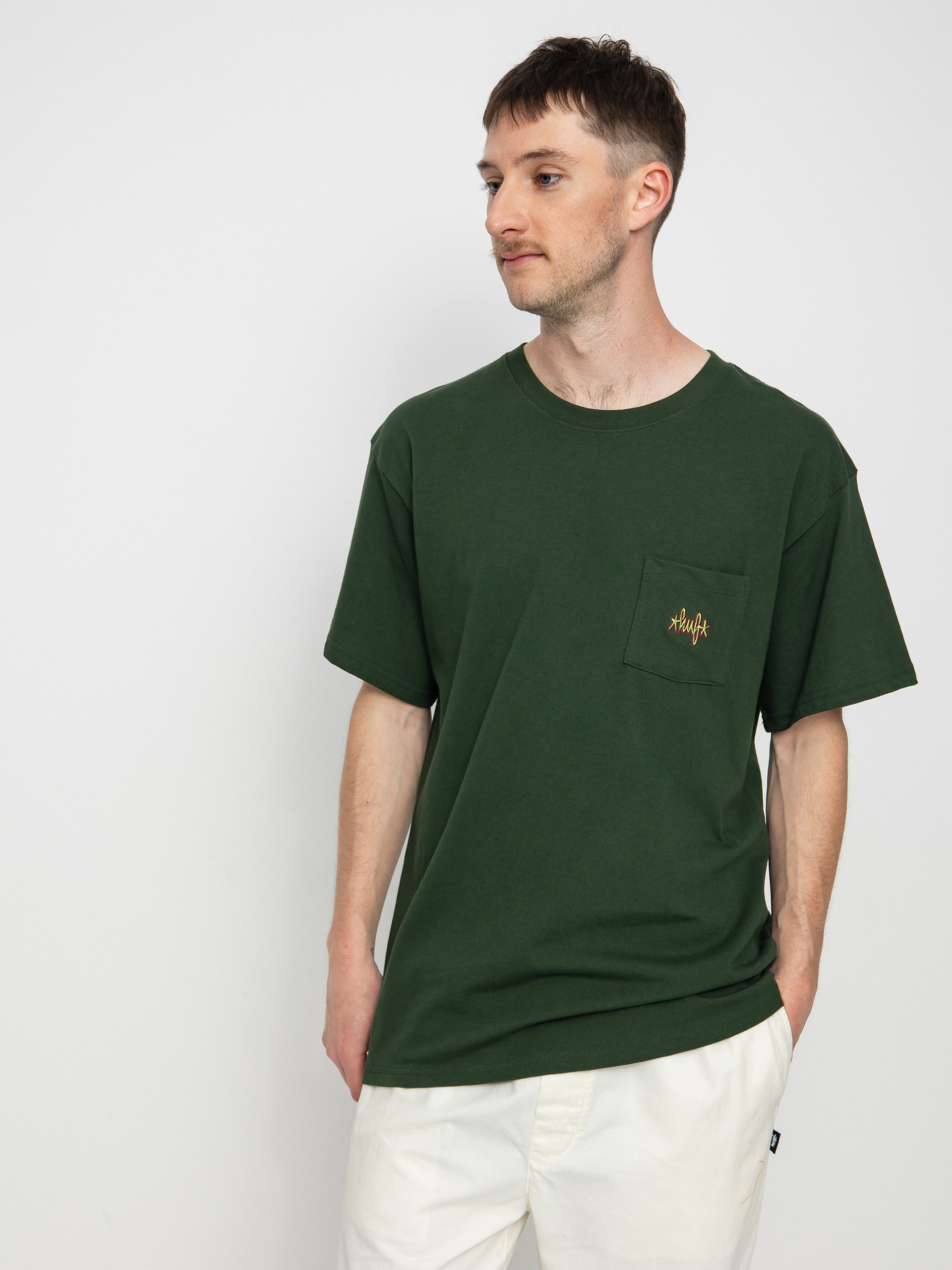 Tricou HUF Haze Script Pocket (forest green)