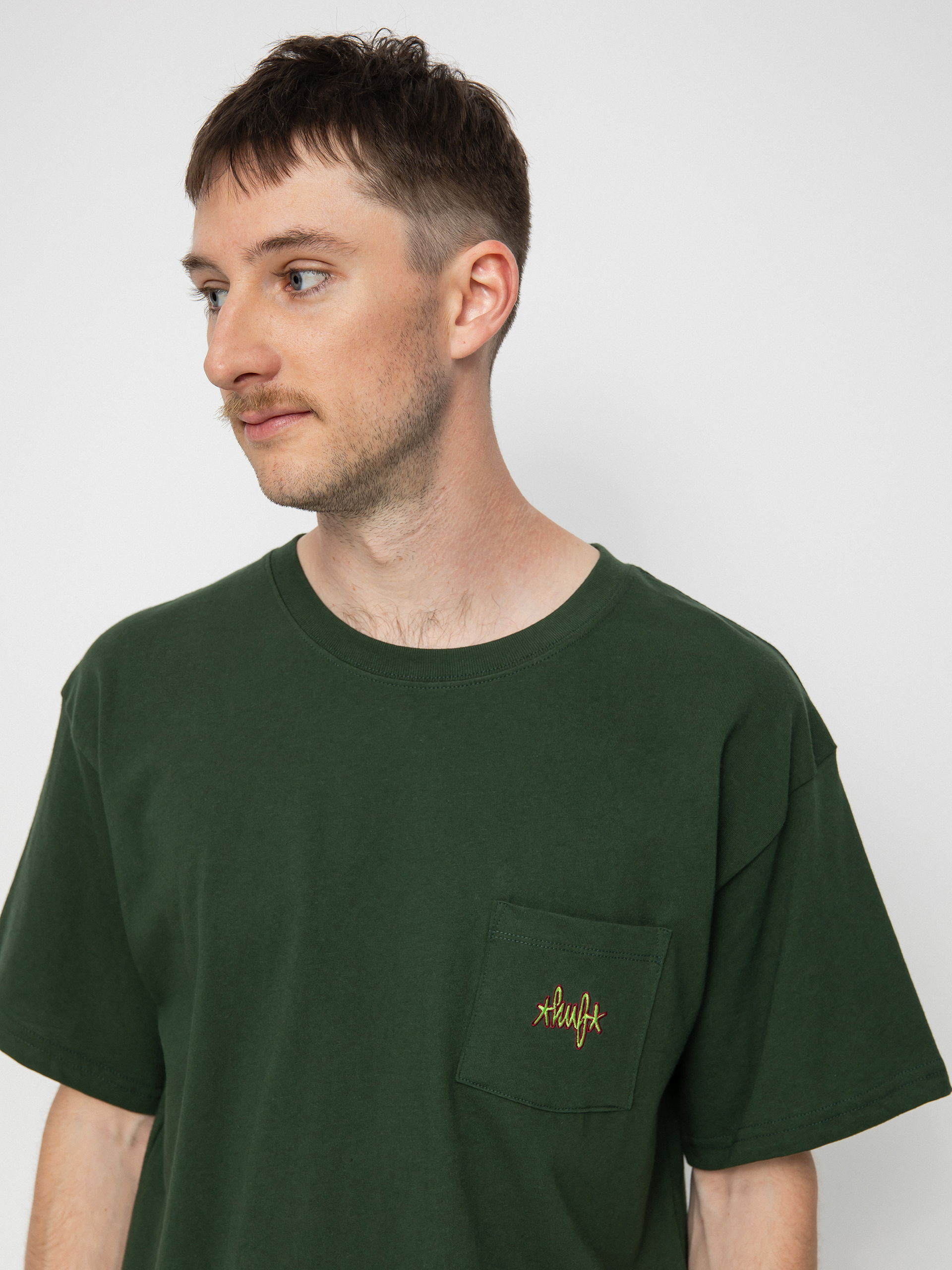 Tricou HUF Haze Script Pocket (forest green)