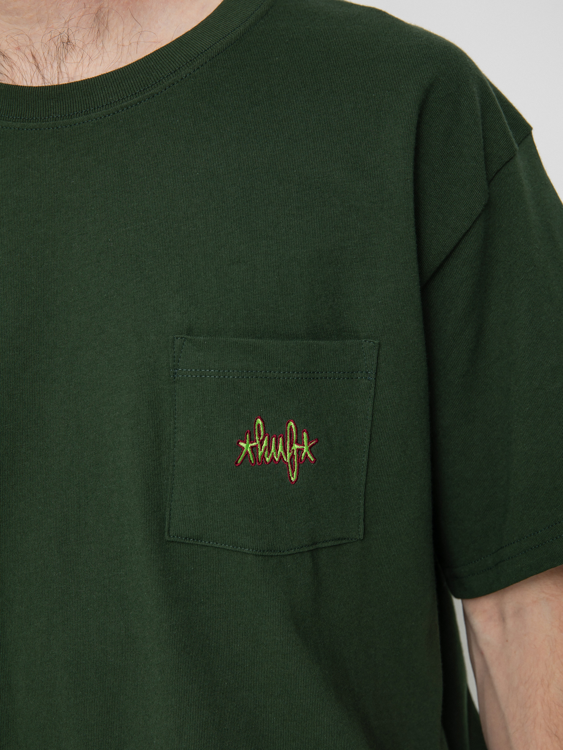 Tricou HUF Haze Script Pocket (forest green)