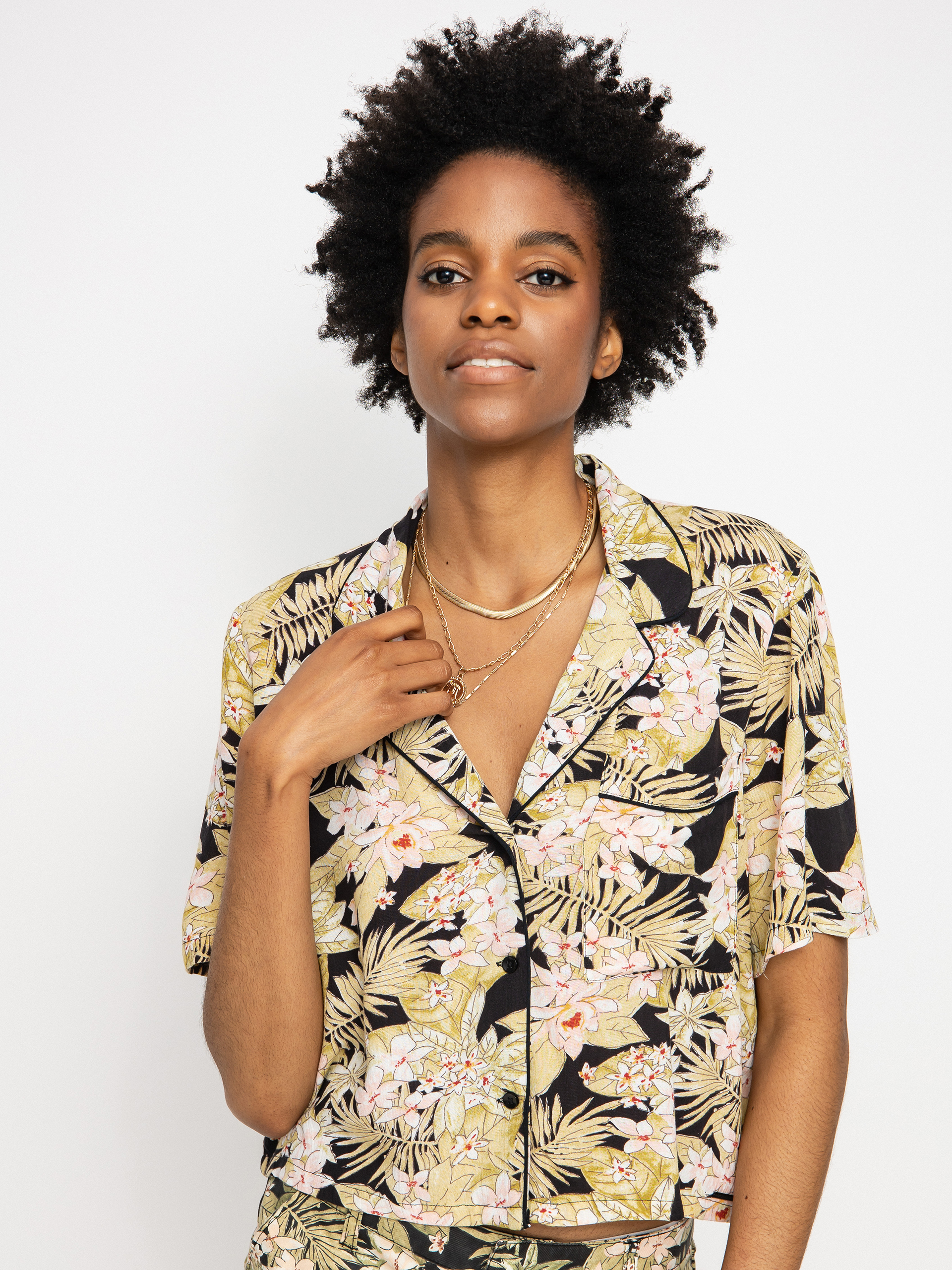 Cămașă Volcom Static Bloom Top Wmn (black combo)