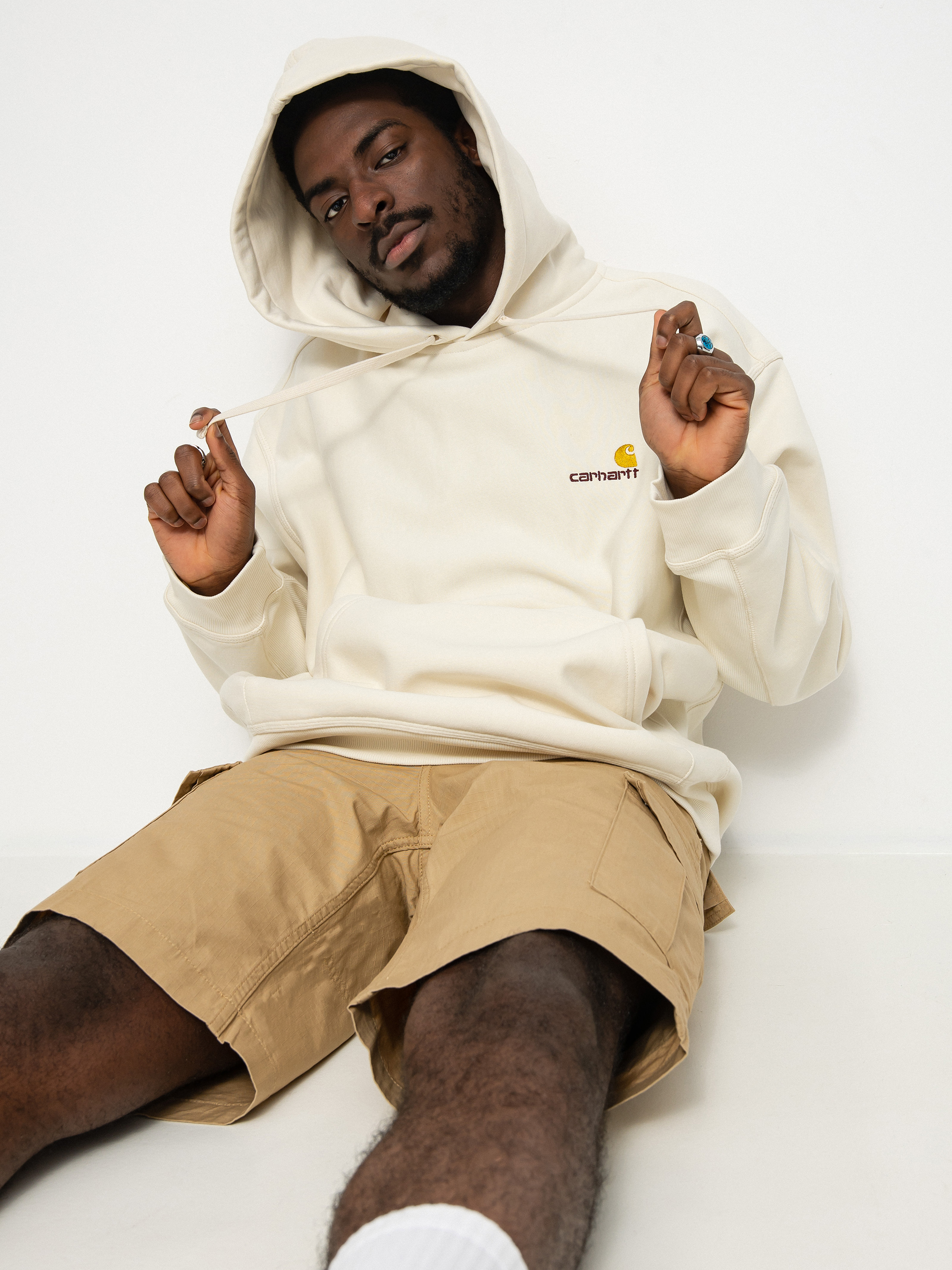 Hanorac cu glugu0103 Carhartt WIP American Script HD (natural)