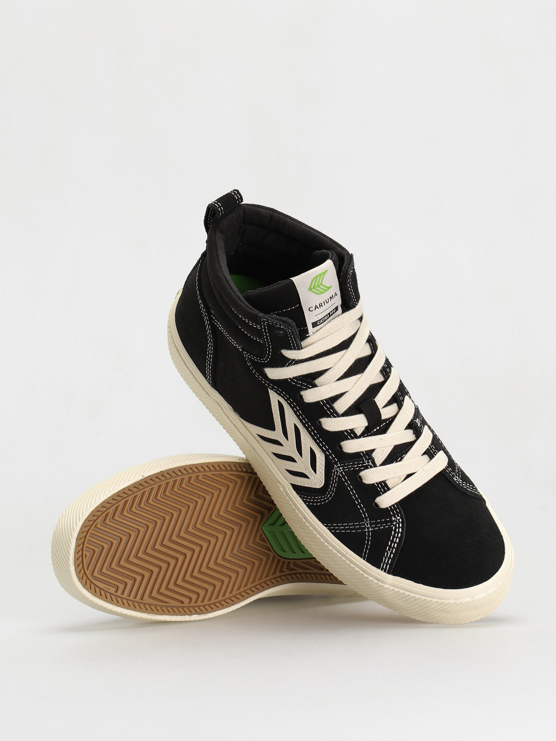 Pantofi Cariuma Catiba High Pro (black suede and canvas contrast thread ivory logo)