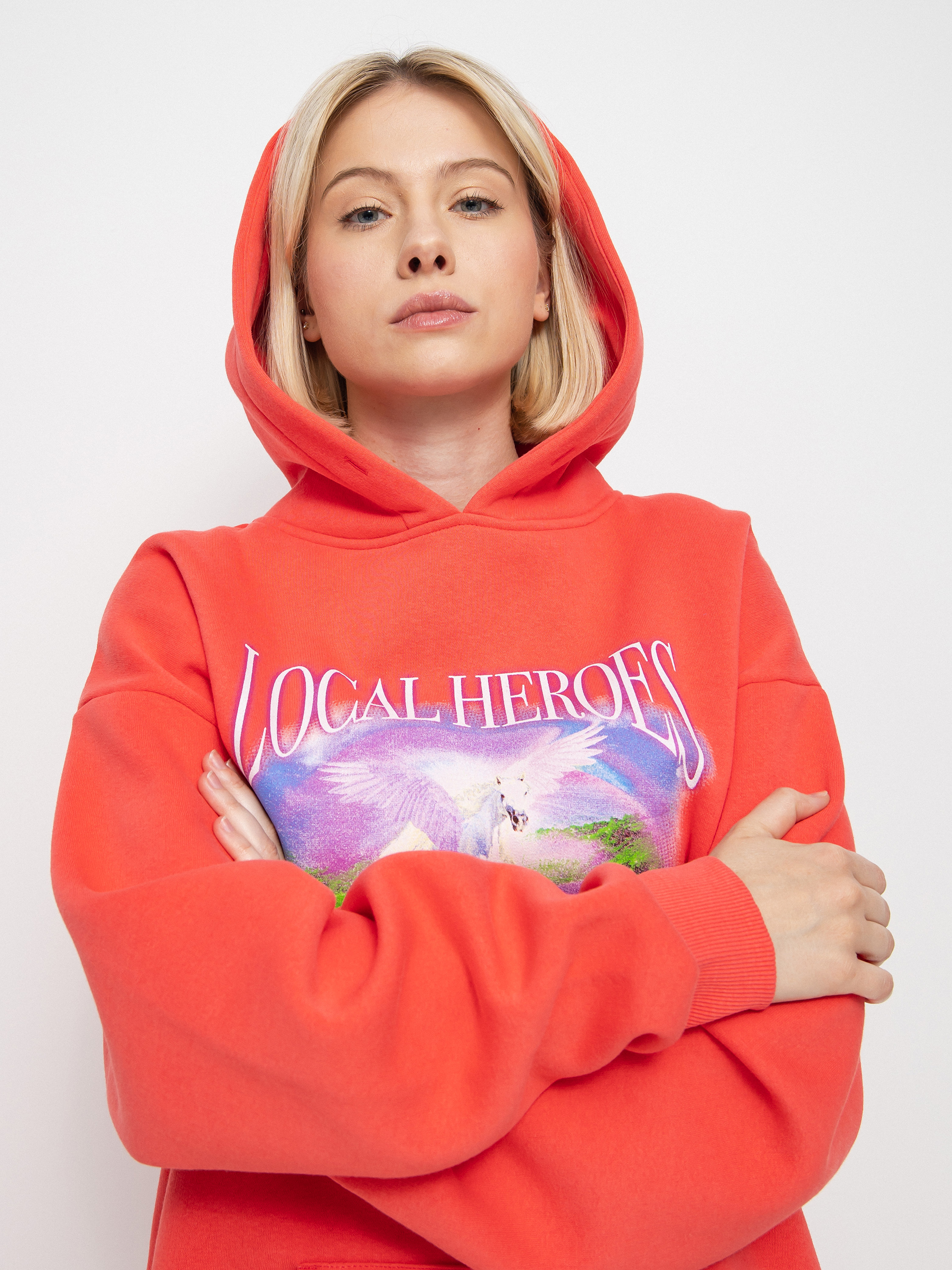 Hanorac cu glugă Local Heroes Utopia HD Wmn (coral)