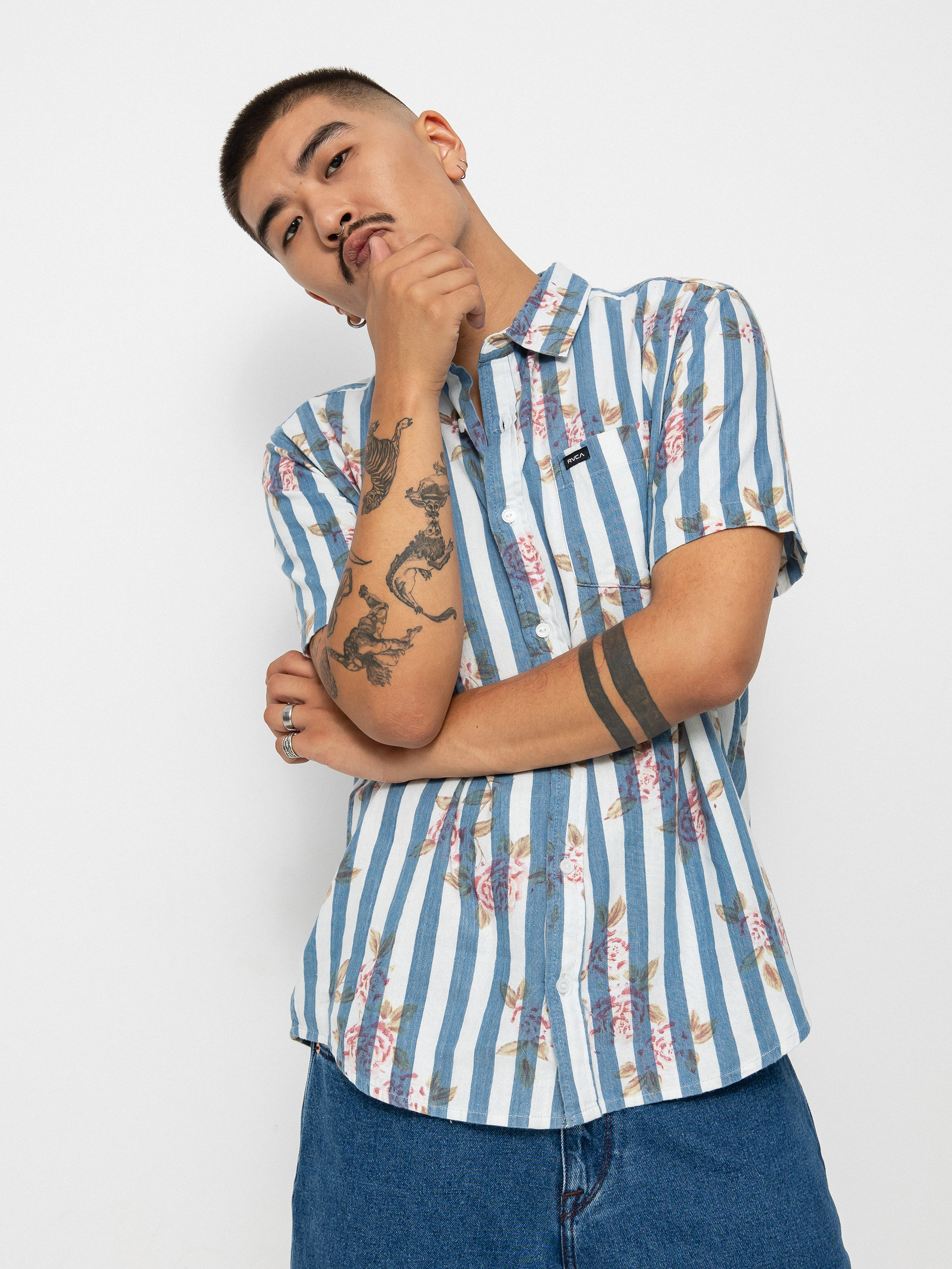 Cămașă RVCA Harbour (denim floral)