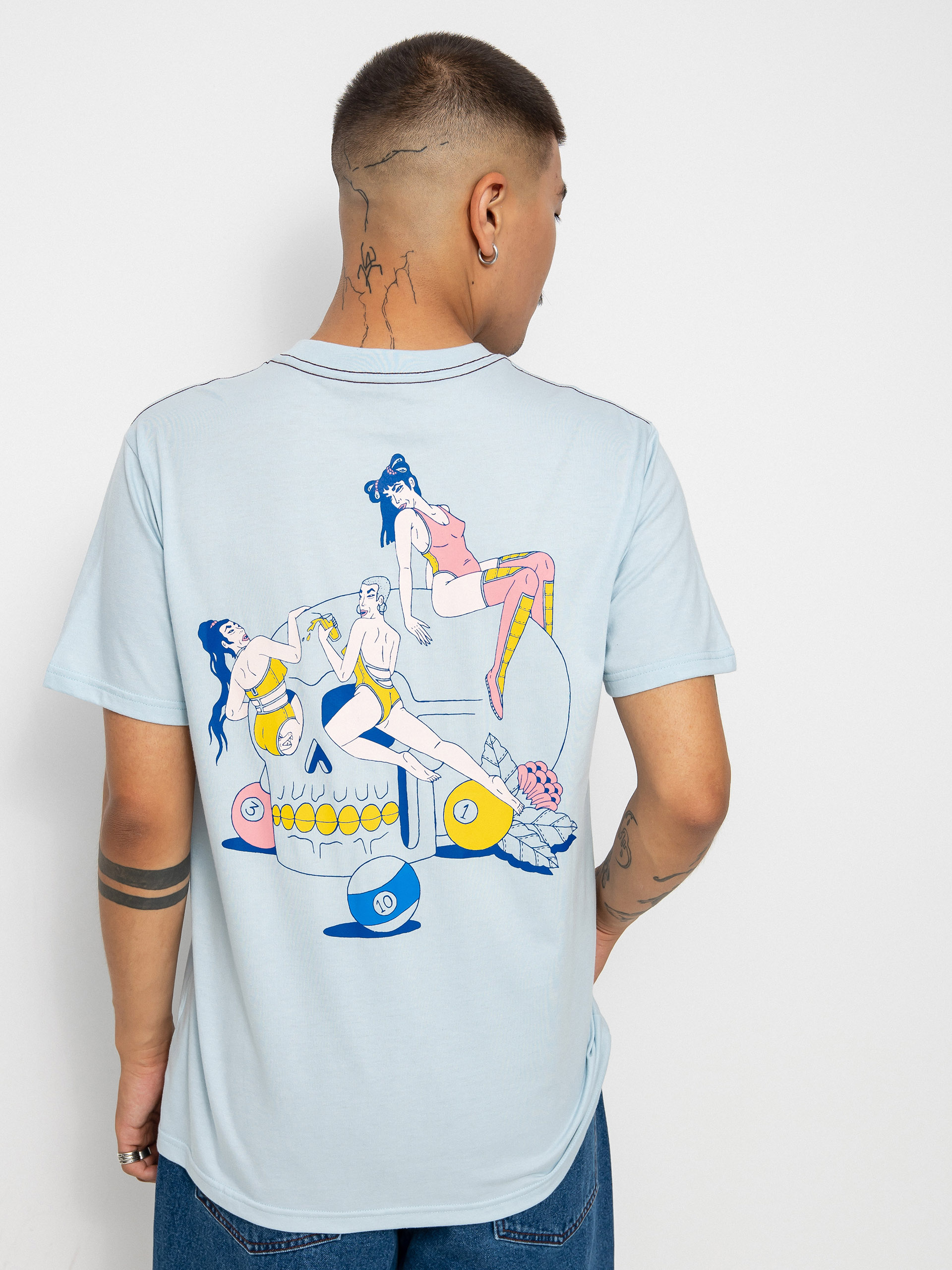 Tricou RVCA Skull Club (sky)