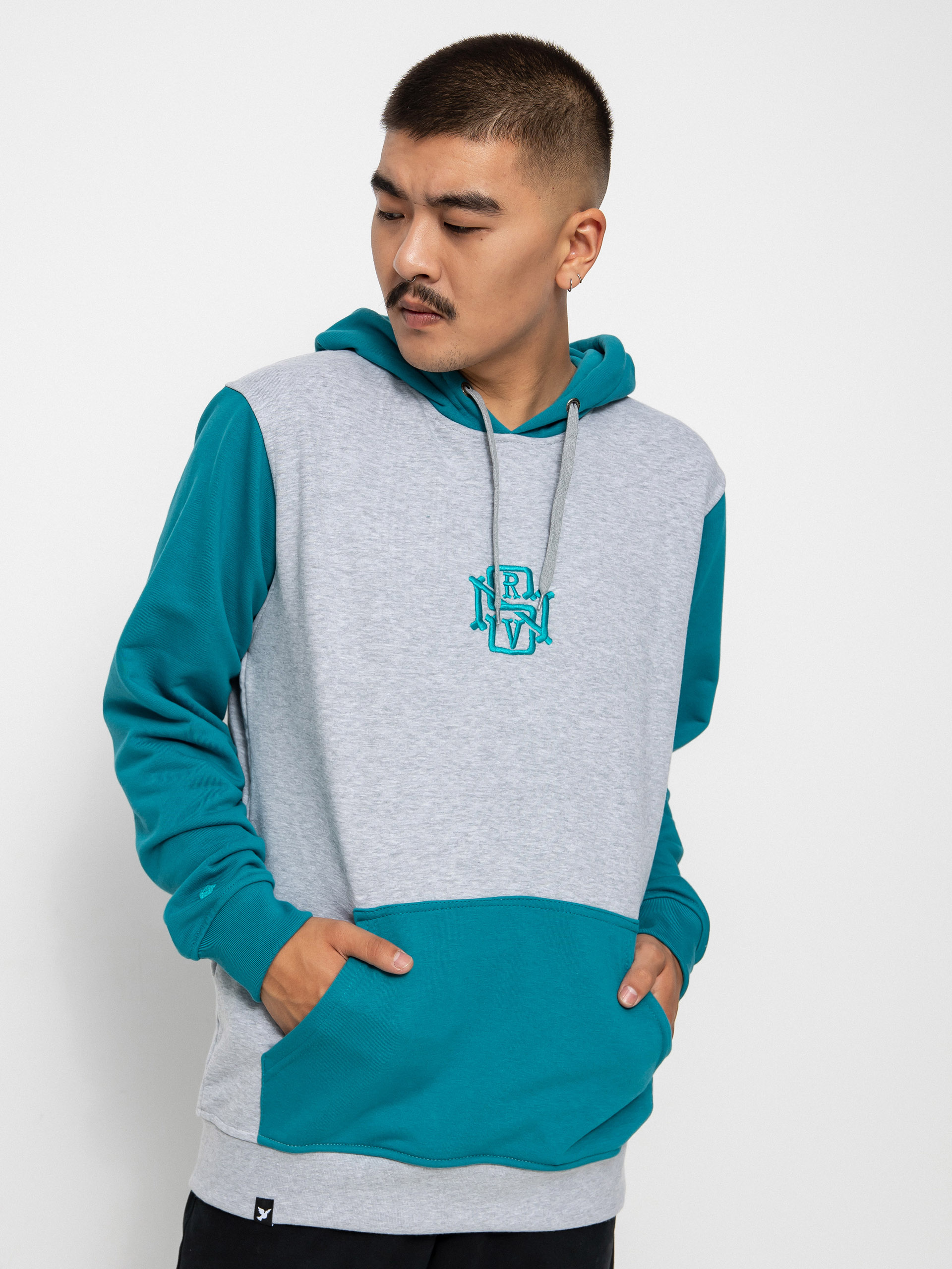 Hanorac cu glugă Nervous Initial HD (ocean grey)