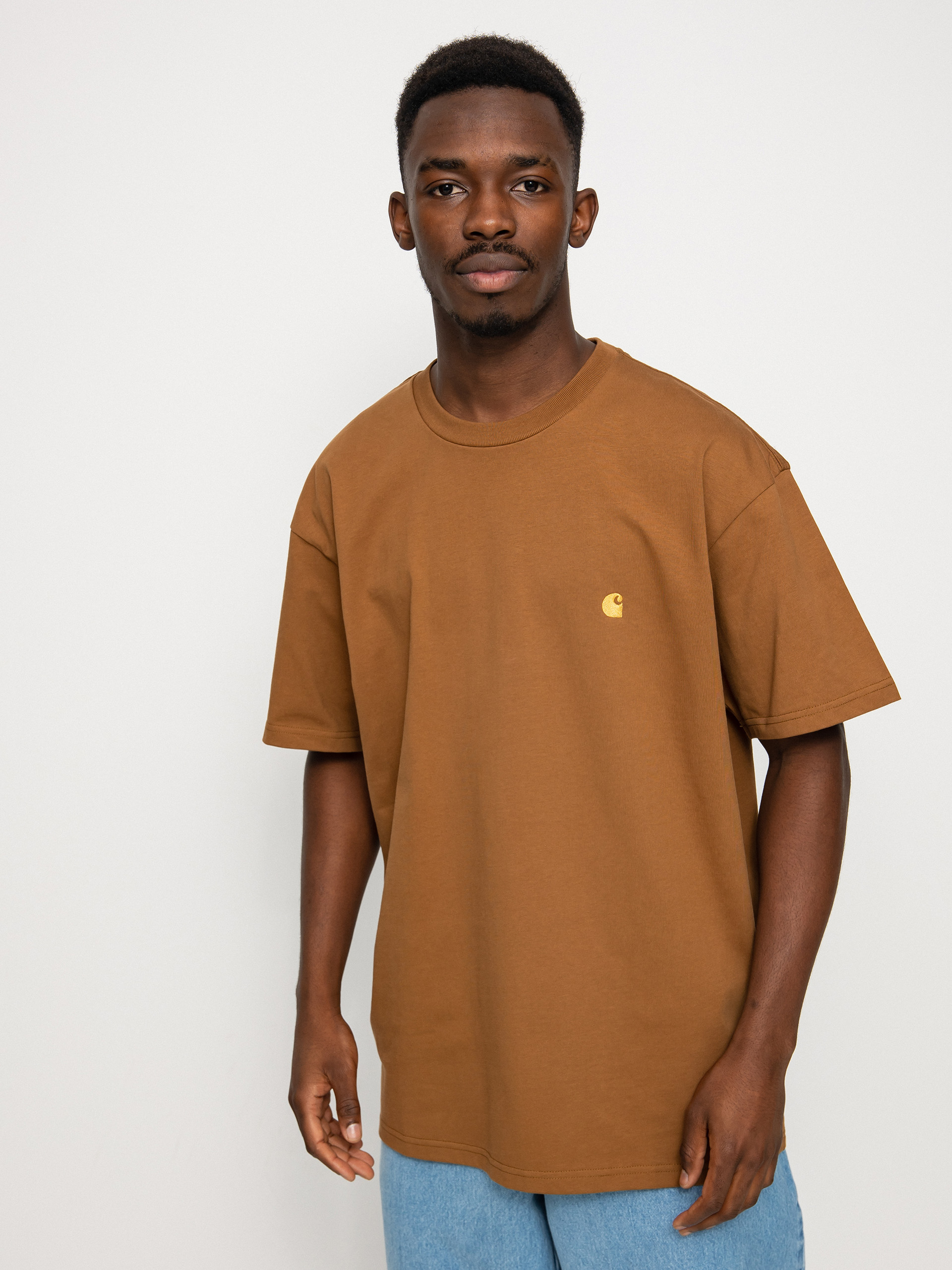 Tricou Carhartt WIP Chase (hamilton brown/gold)