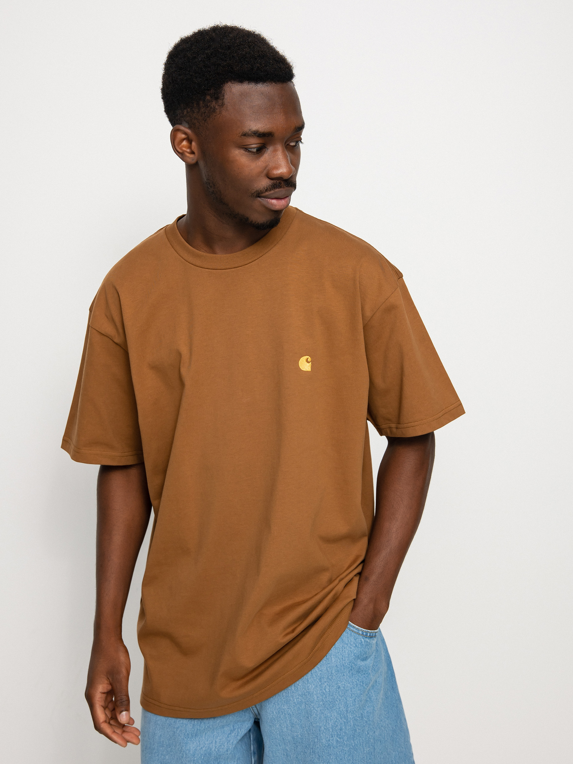 Tricou Carhartt WIP Chase (hamilton brown/gold)