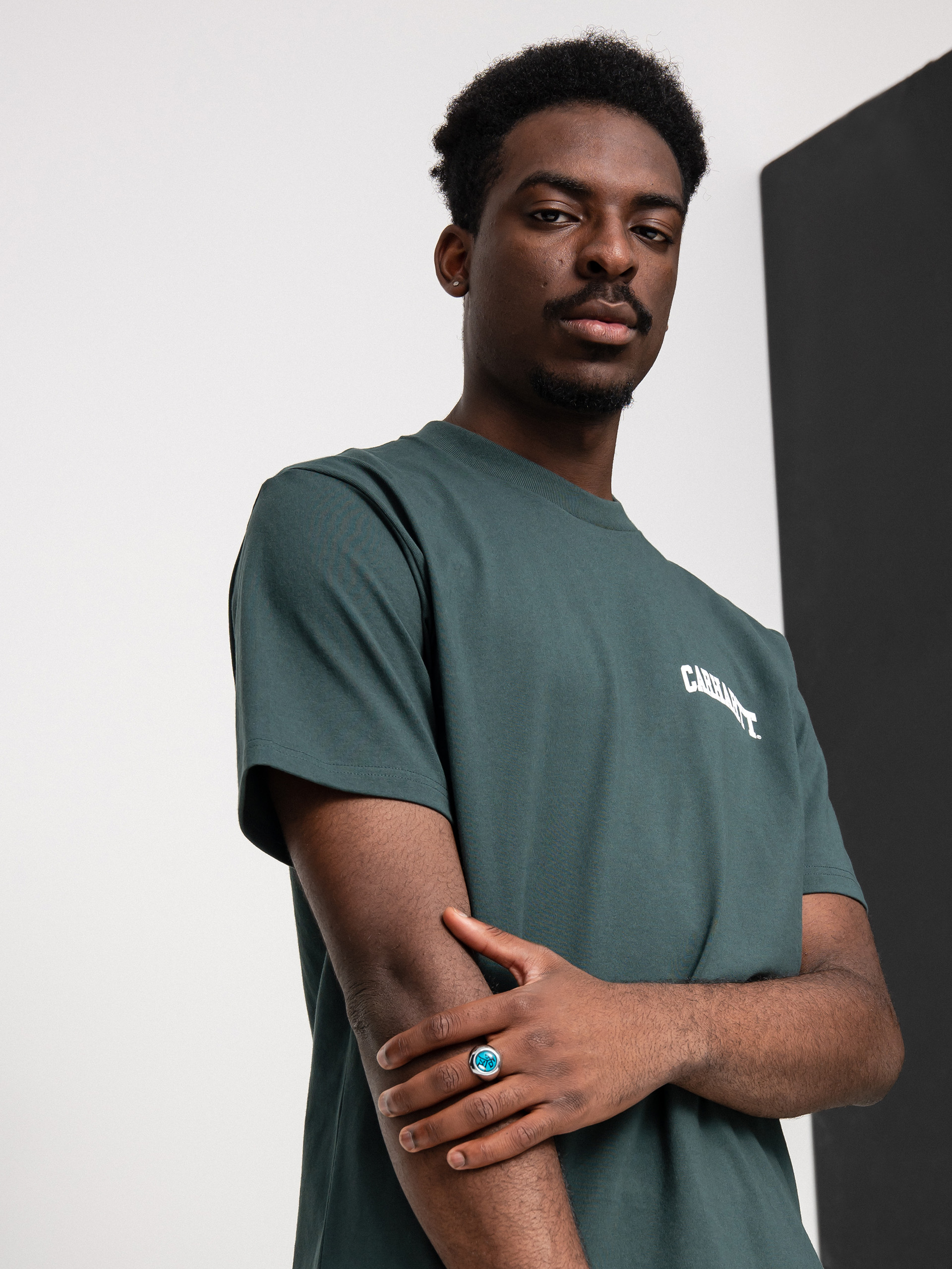 Tricou Carhartt WIP University Script (juniper/white)