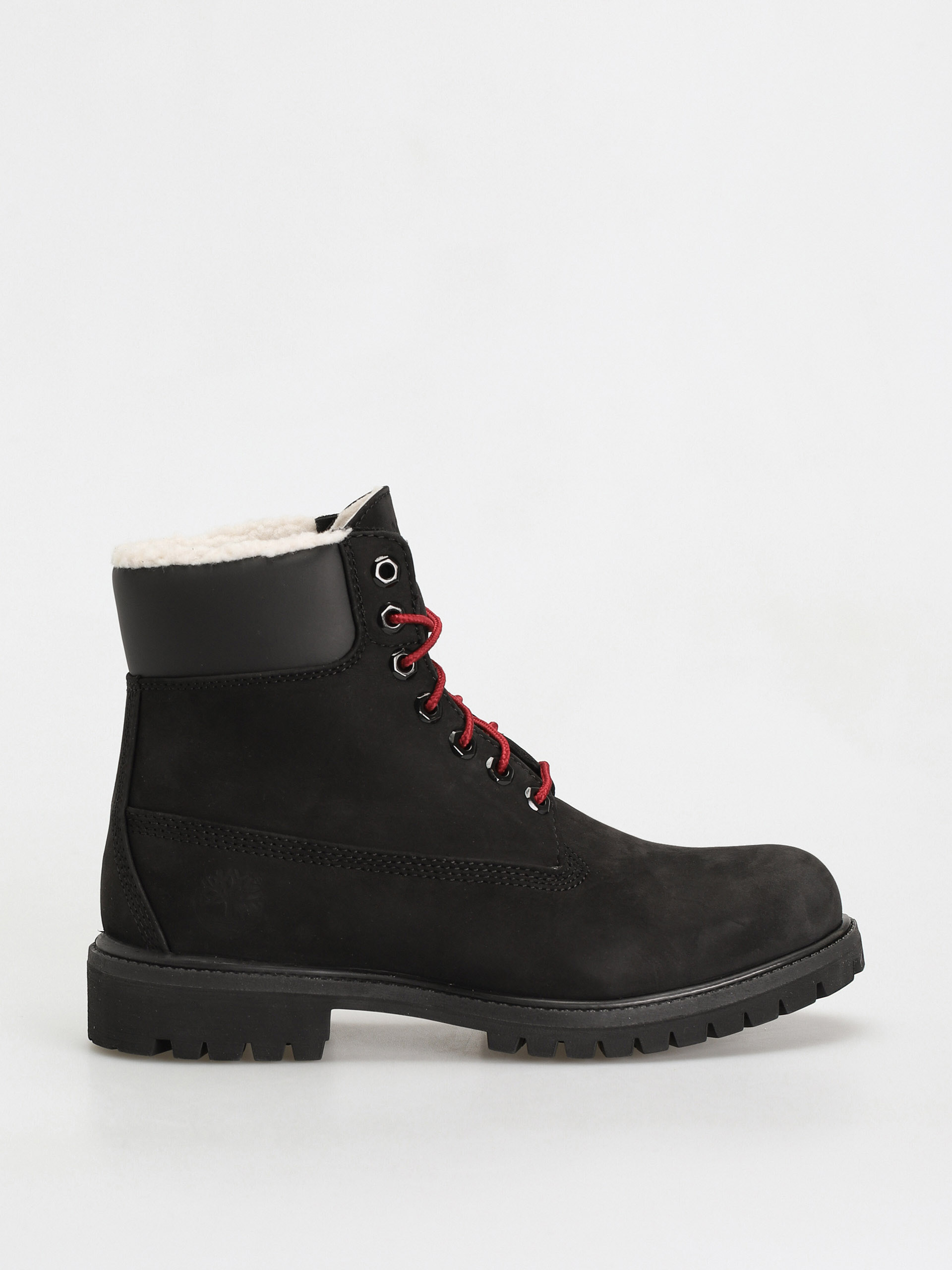 Pantofi Timberland 6 In Premium Fur/Warm Lin (black nubuck/red)