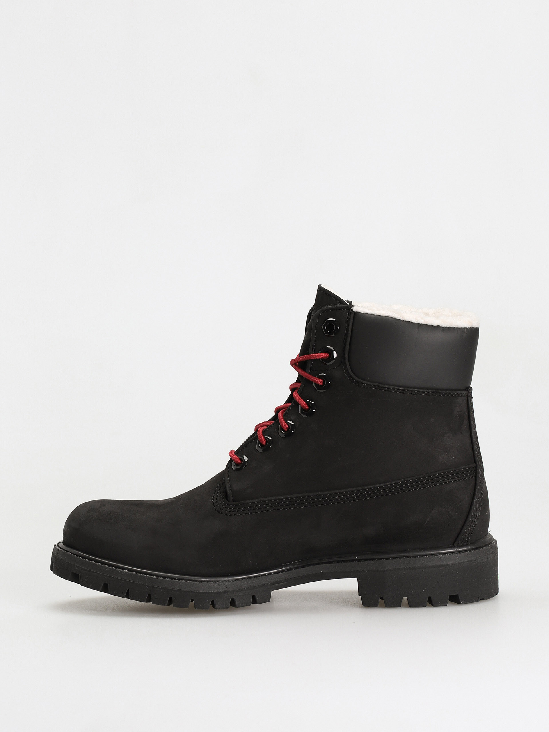 Pantofi Timberland 6 In Premium Fur/Warm Lin (black nubuck/red)