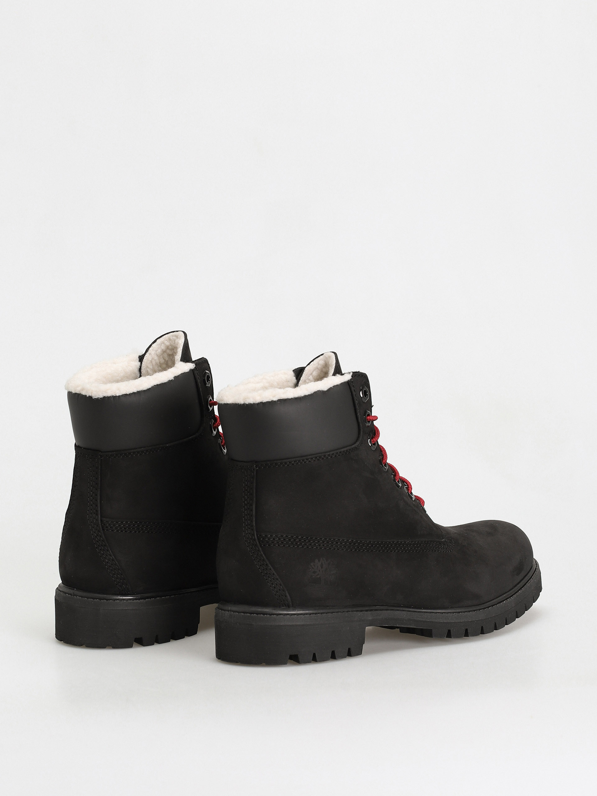 Pantofi Timberland 6 In Premium Fur/Warm Lin (black nubuck/red)