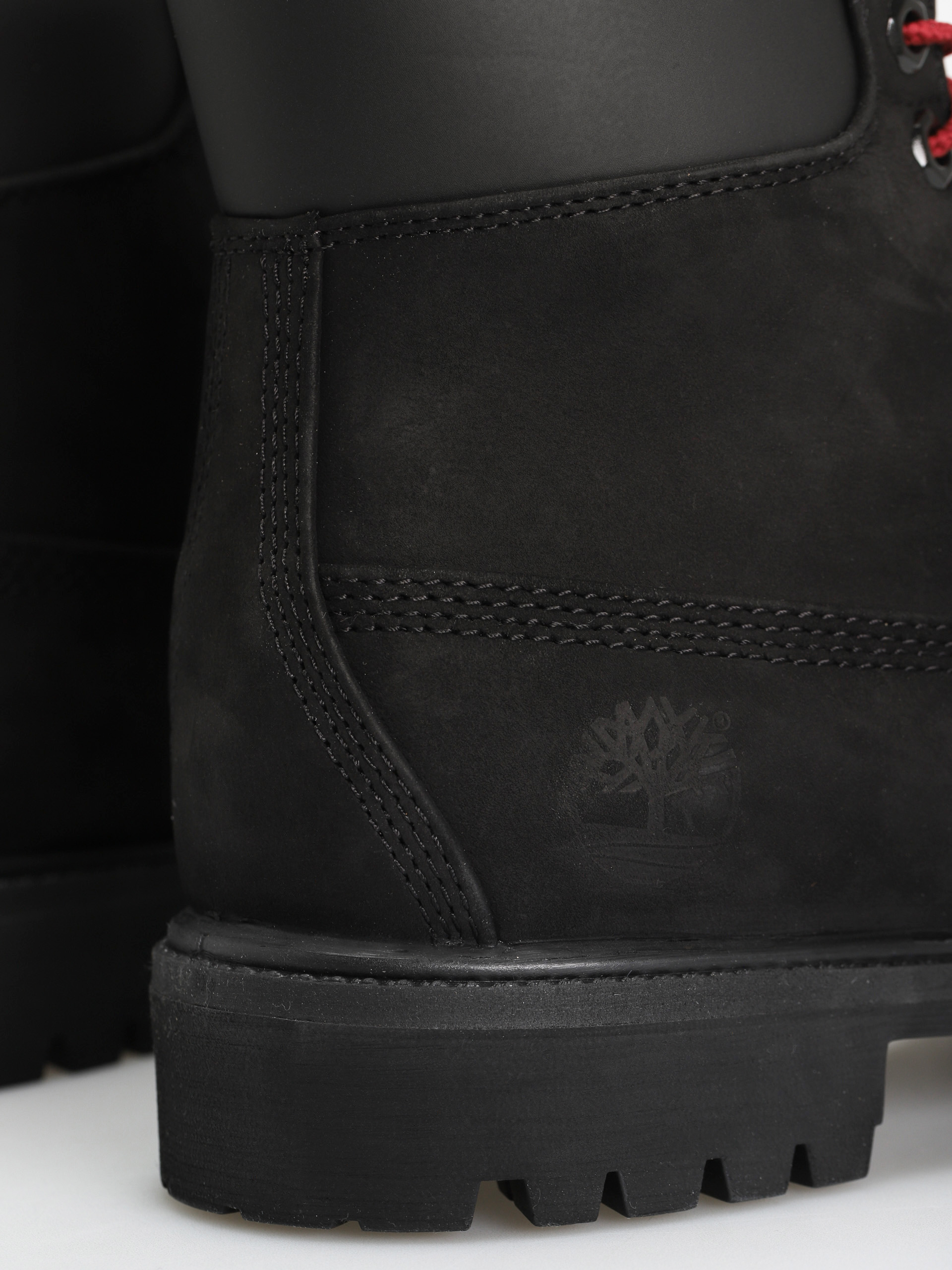 Pantofi Timberland 6 In Premium Fur/Warm Lin (black nubuck/red)